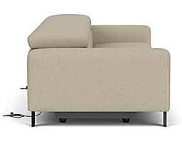 Side view of Elio 115-wide 3 -piece Sofa with 2 -piece Powered Footrest in Sussex Cement Fabric.