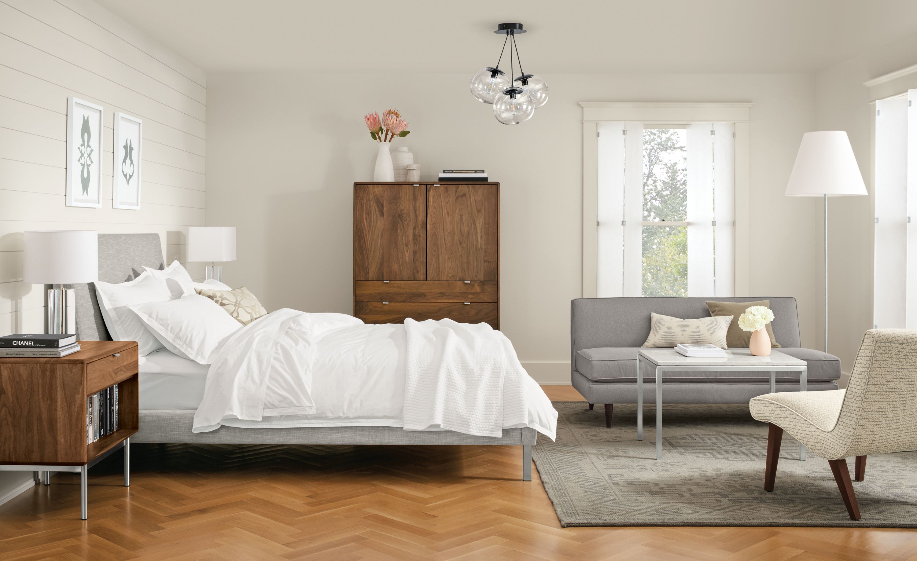Modern feminine bedroom with Ella bed.