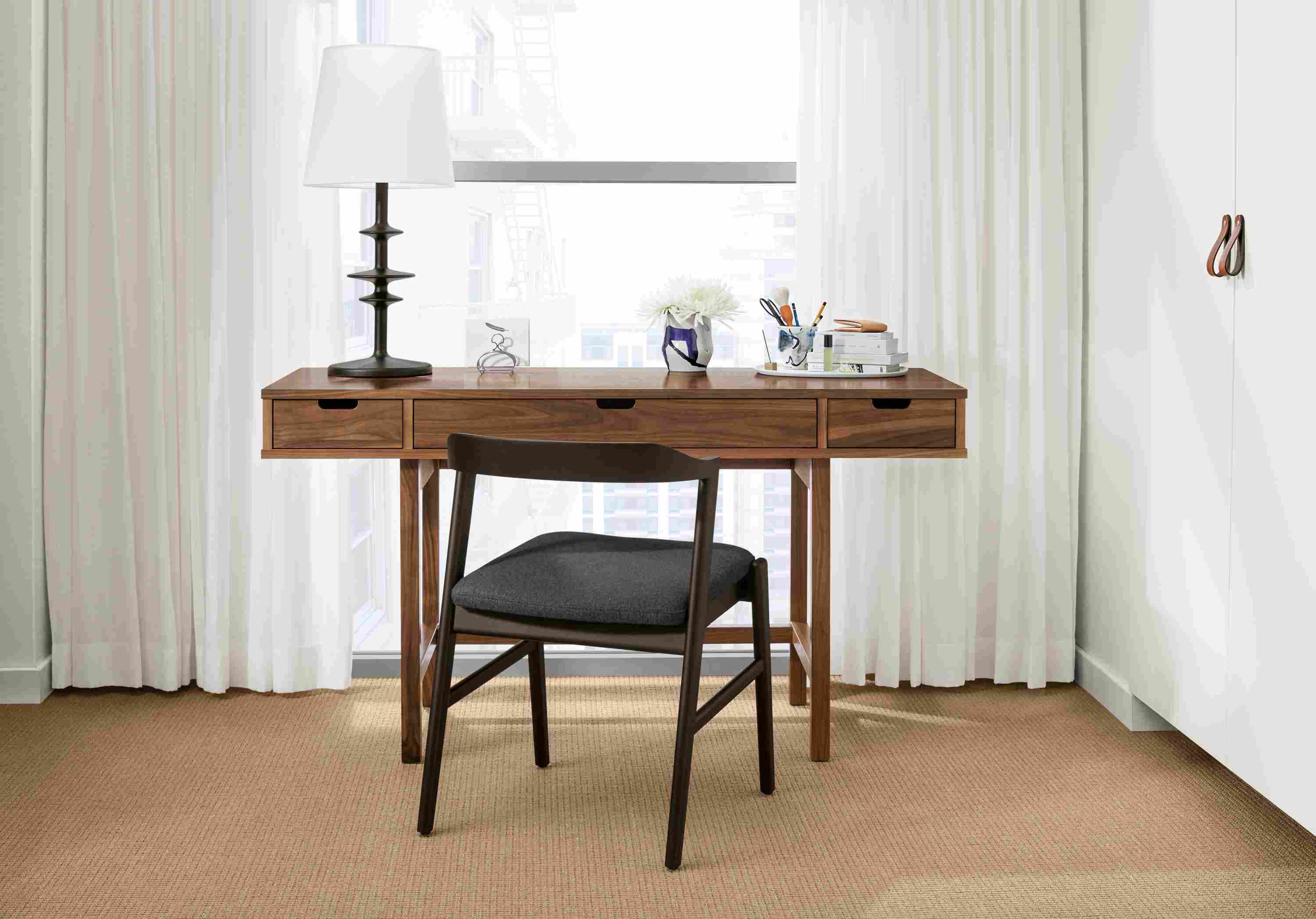Detail of Ellise wood desk.