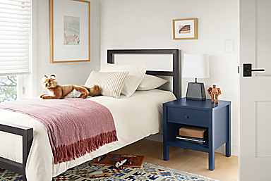 Parsons Bed with Emerson Nightstand in Navy
