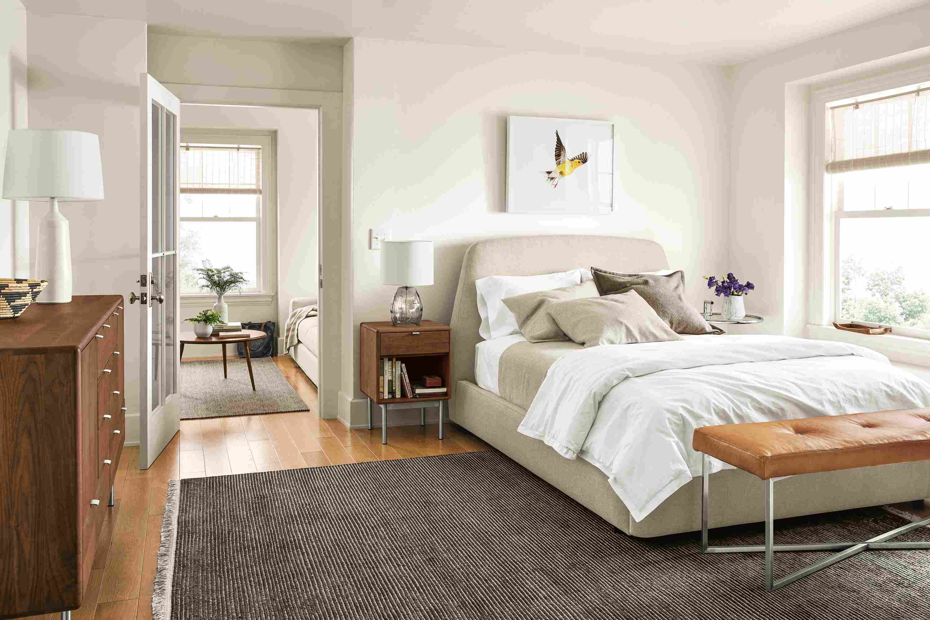 Emery queen storage bed in modern room.