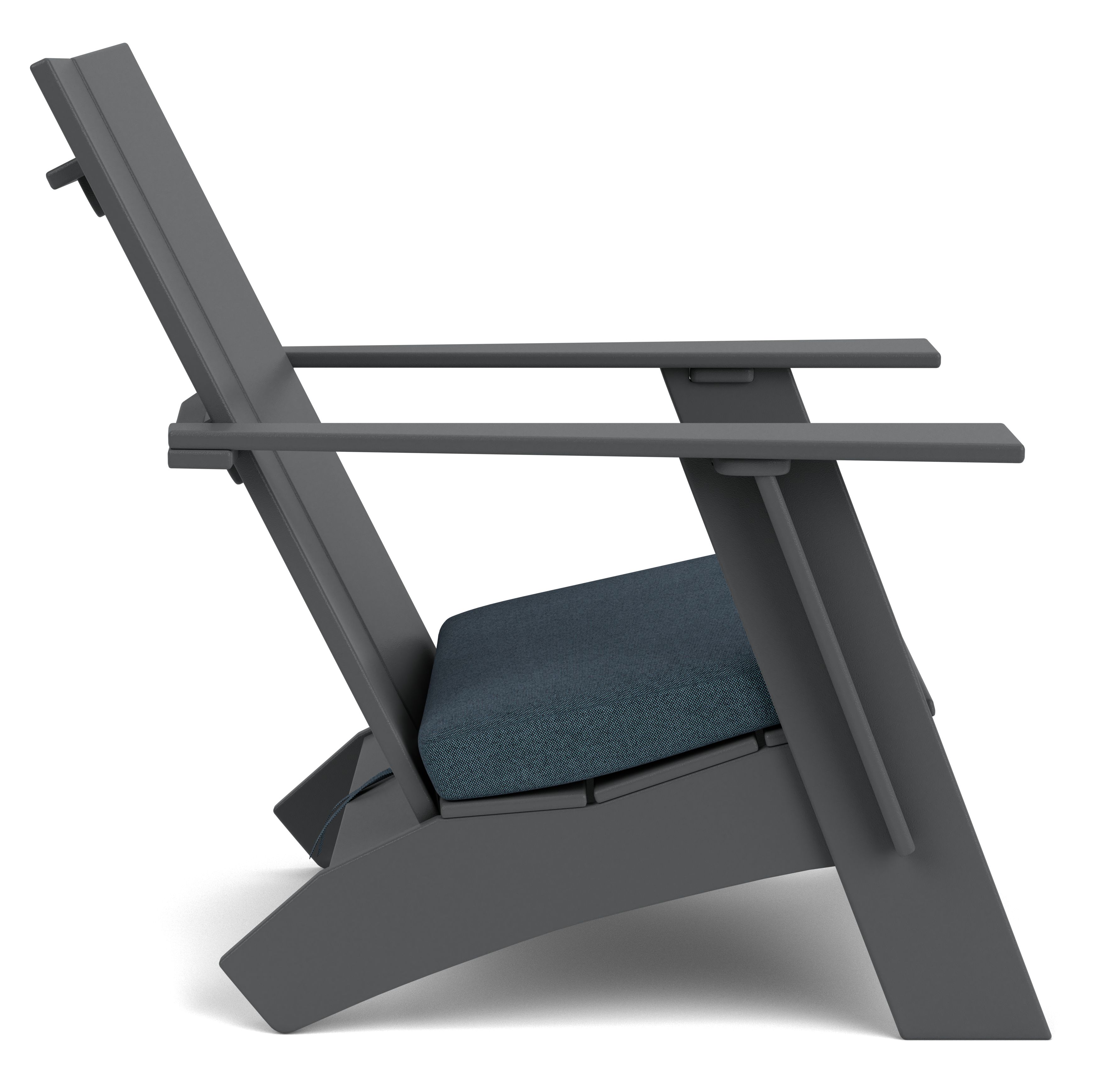 Side view of Emmet Lounge Chair in Grey with Pelham Smoke cushion.