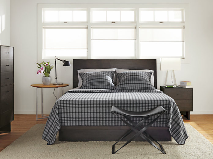 Hudson bed and nightstand in Charcoal finish.
