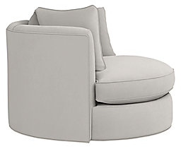 Side view of Eos Swivel Chair in View Grey.