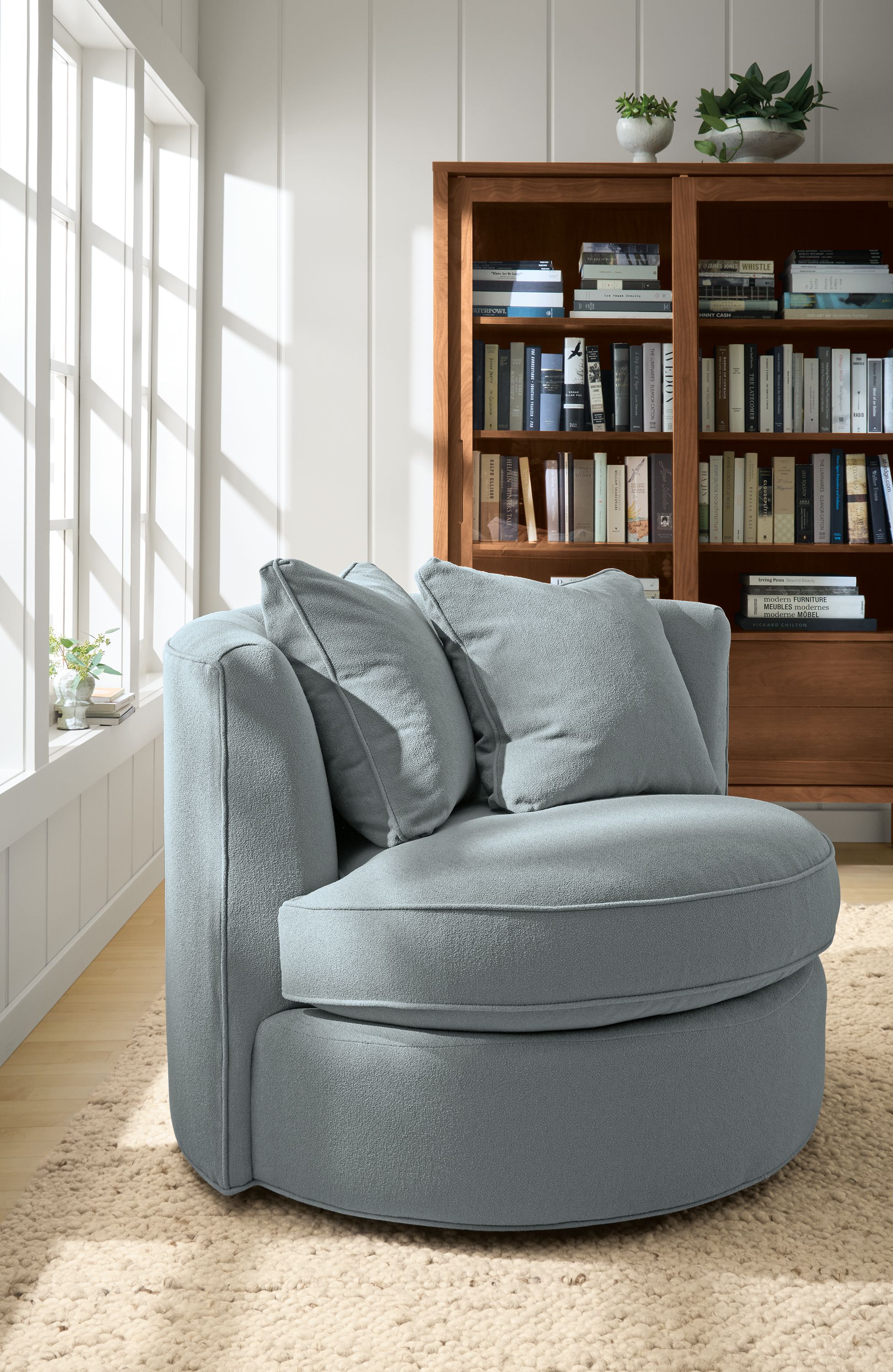 42" swivel chair in Dusk cadet fabric