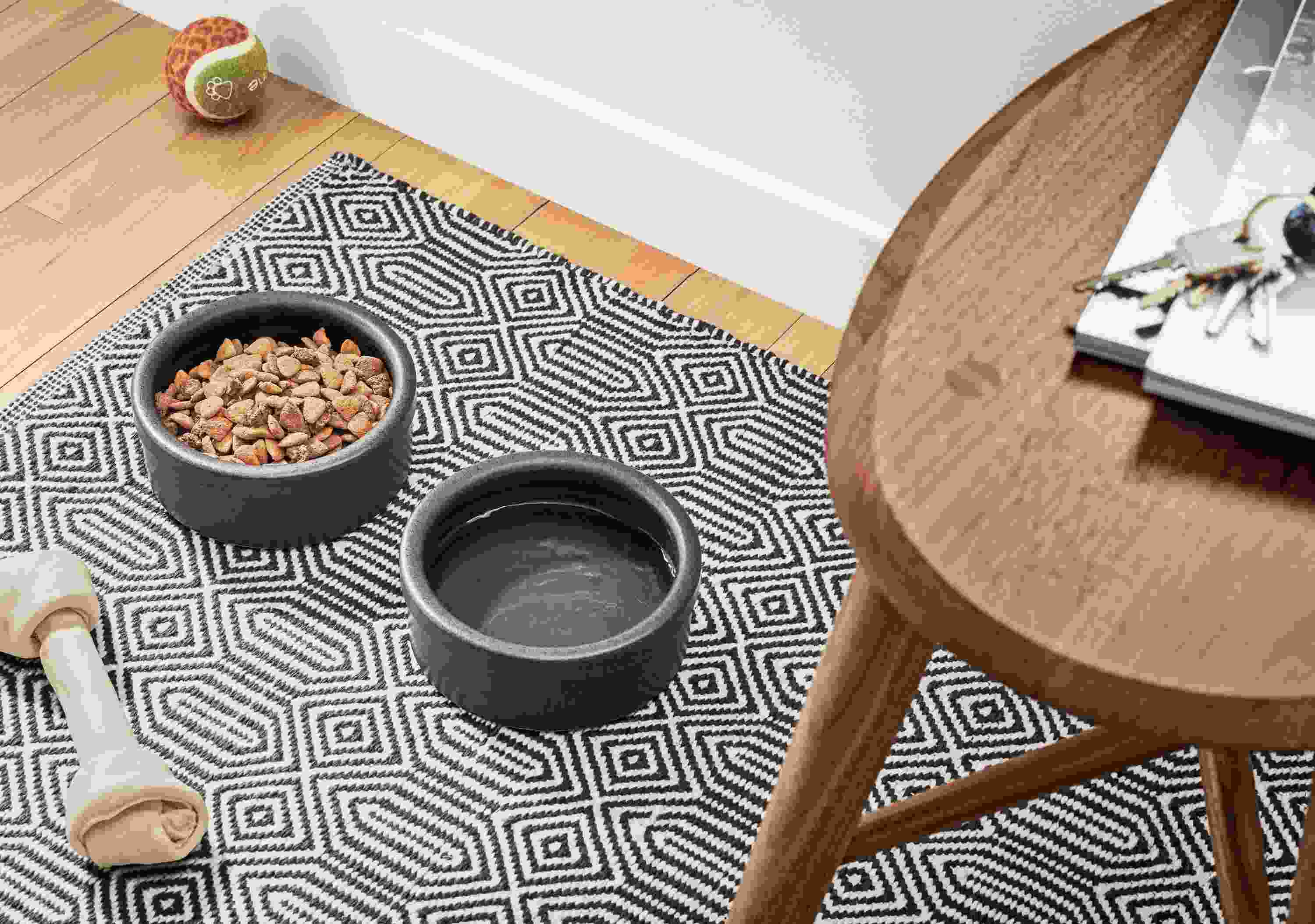 Top view of Era nesting dishes as dog bowls.