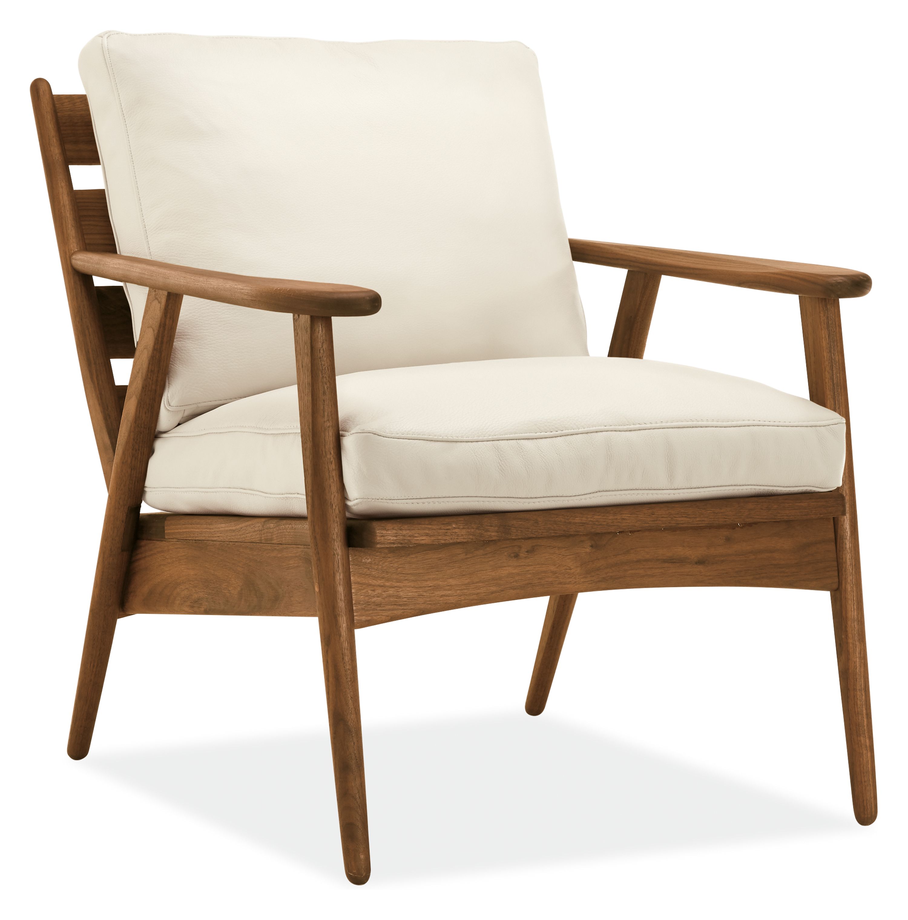 Angled view of Ericson Lounge Chair in Urbino Leather.