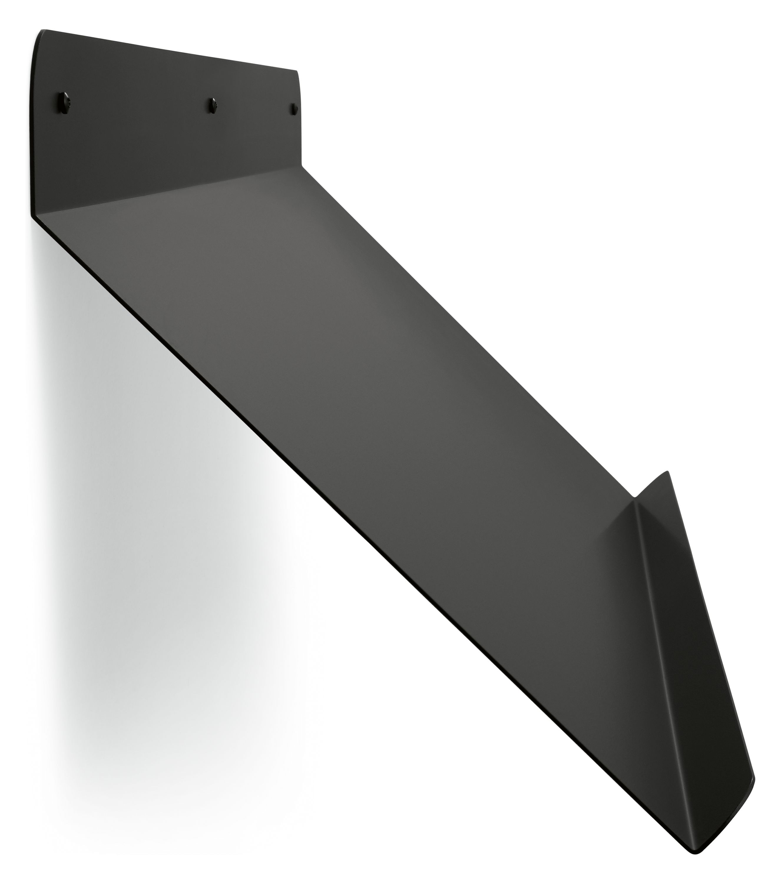 Angled view of Esker Shoe Rack in Graphite.