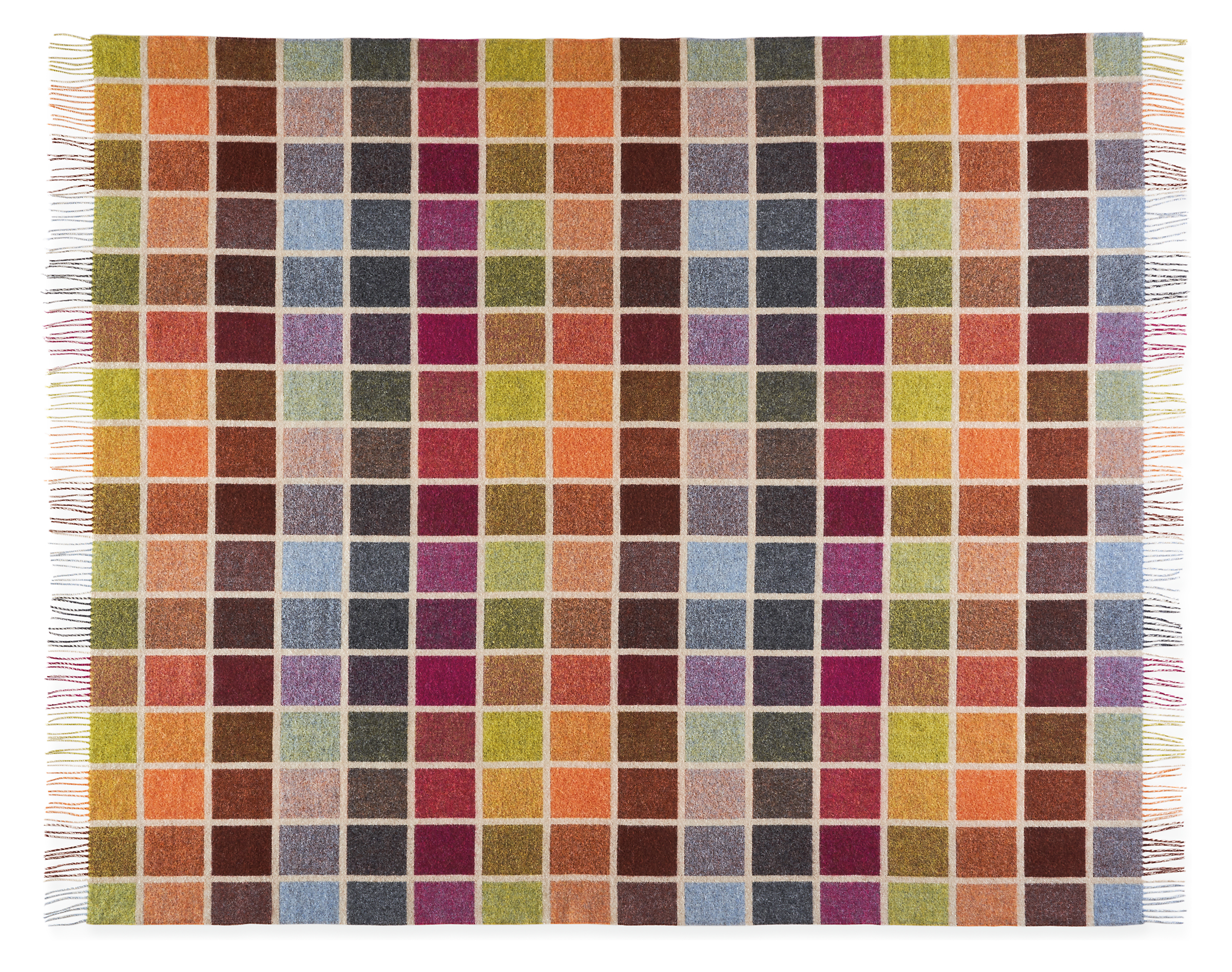Open detail of essex throw blanket in multicolor grid.