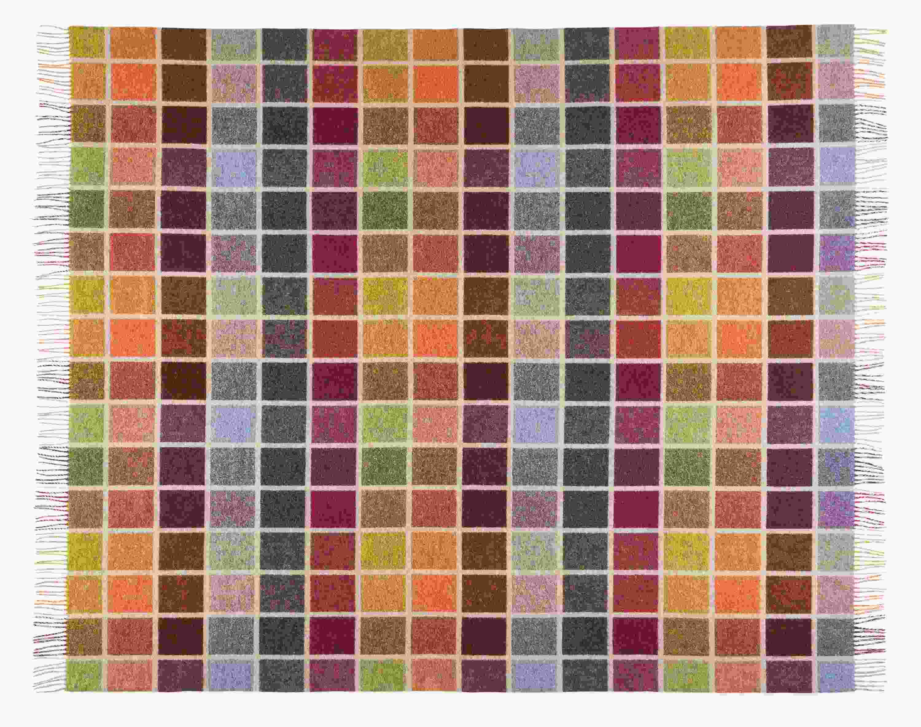 Open detail of essex throw blanket in multicolor grid.