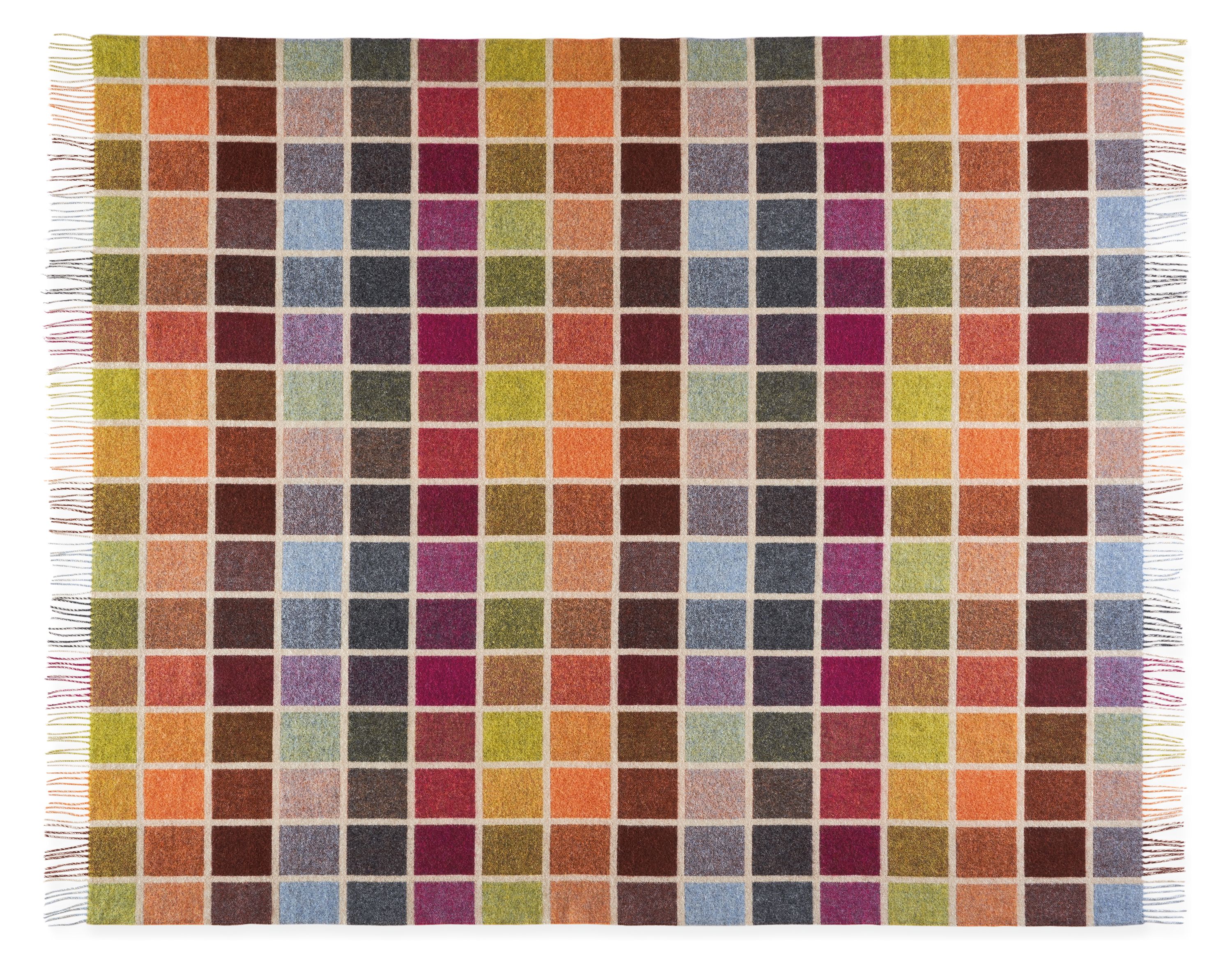 Open detail of essex throw blanket in multicolor grid.