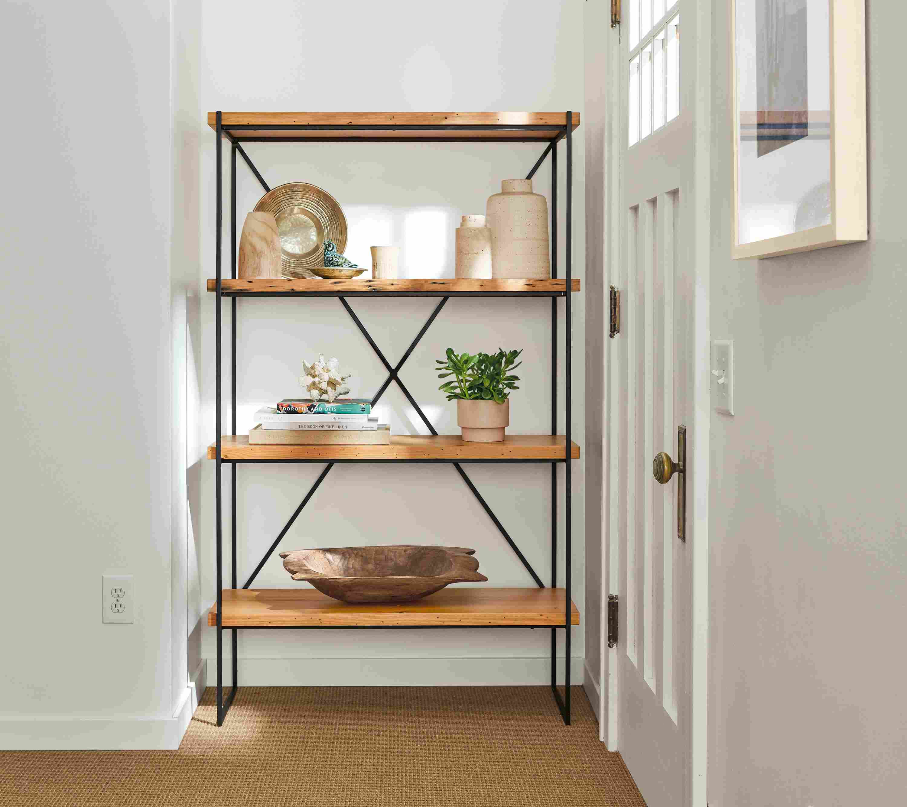 Entryway with Etting bookcase in reclaimed douglas fir.
