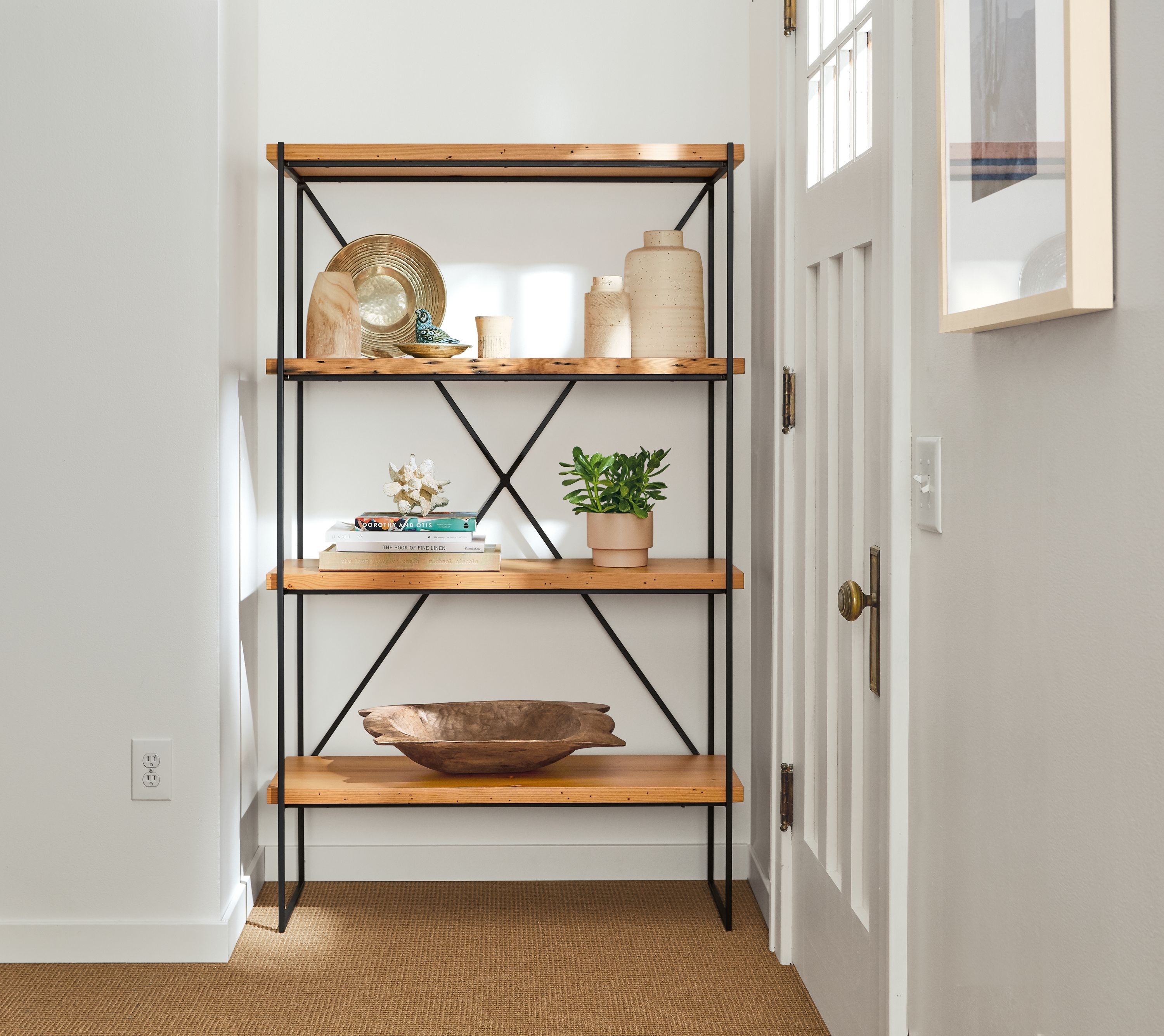 Entryway with Etting bookcase in reclaimed douglas fir.