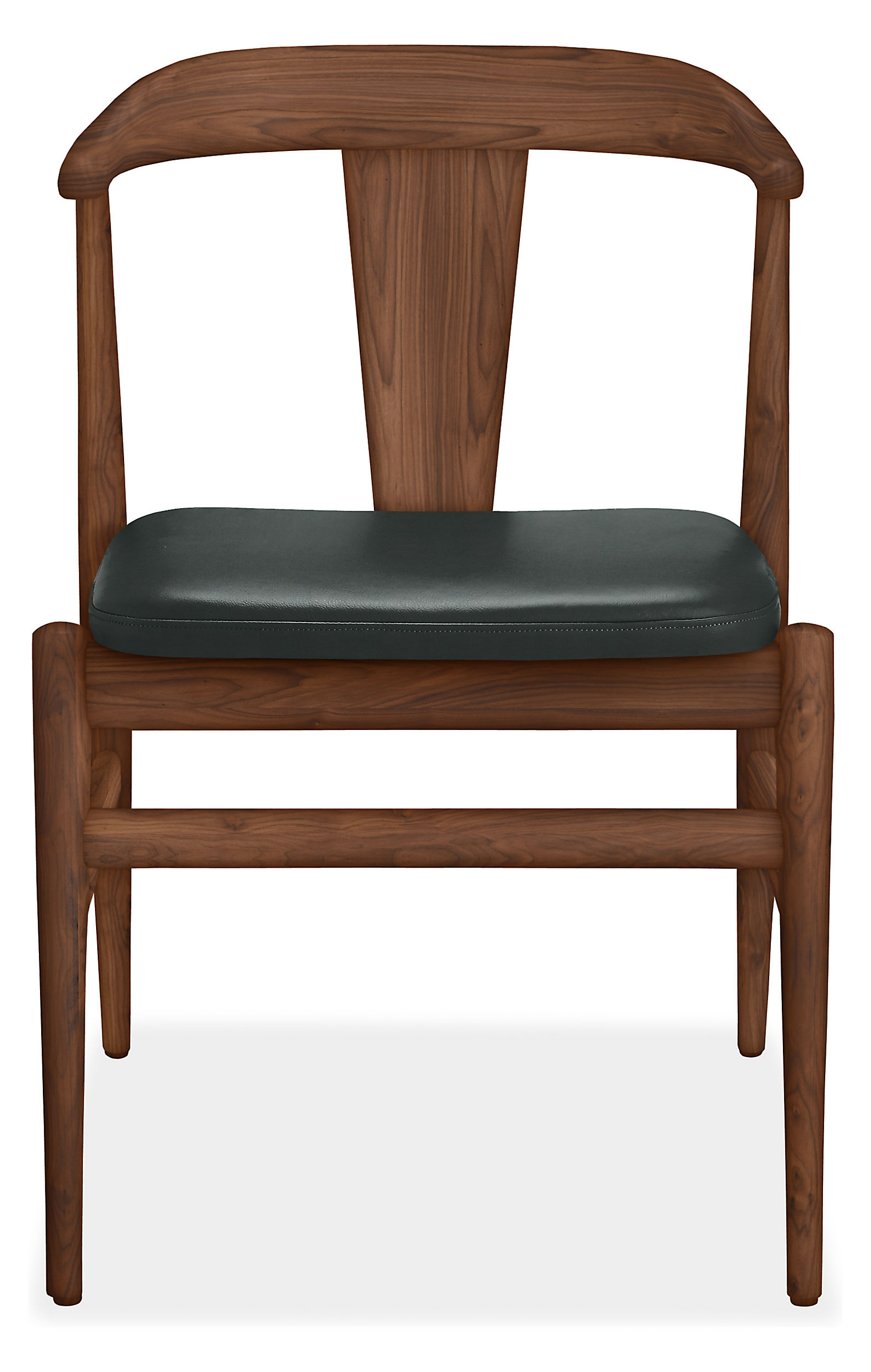 Front view of Evan Arm Chair in Pistel Leather.