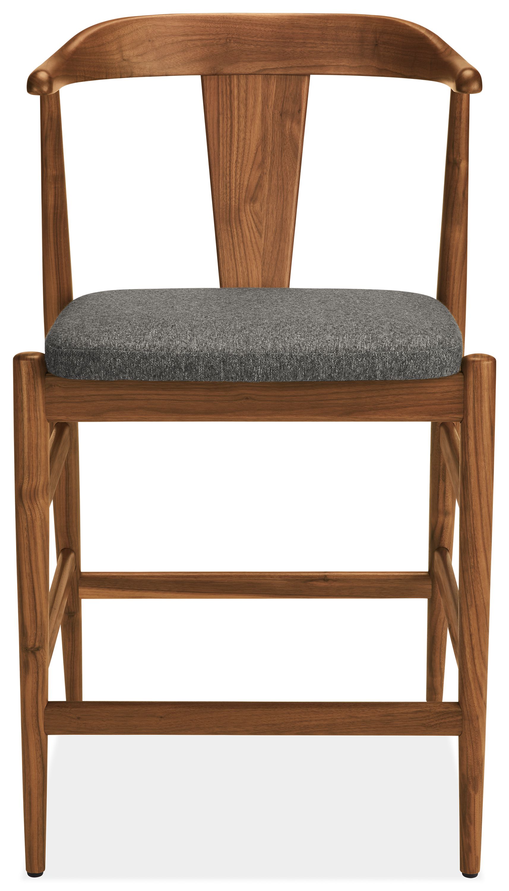 Front view of Evan Counter Stool in Flint Fabric.
