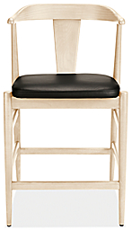 Front view of Evan Counter Stool in  Sand and Pesaro Black Leather.