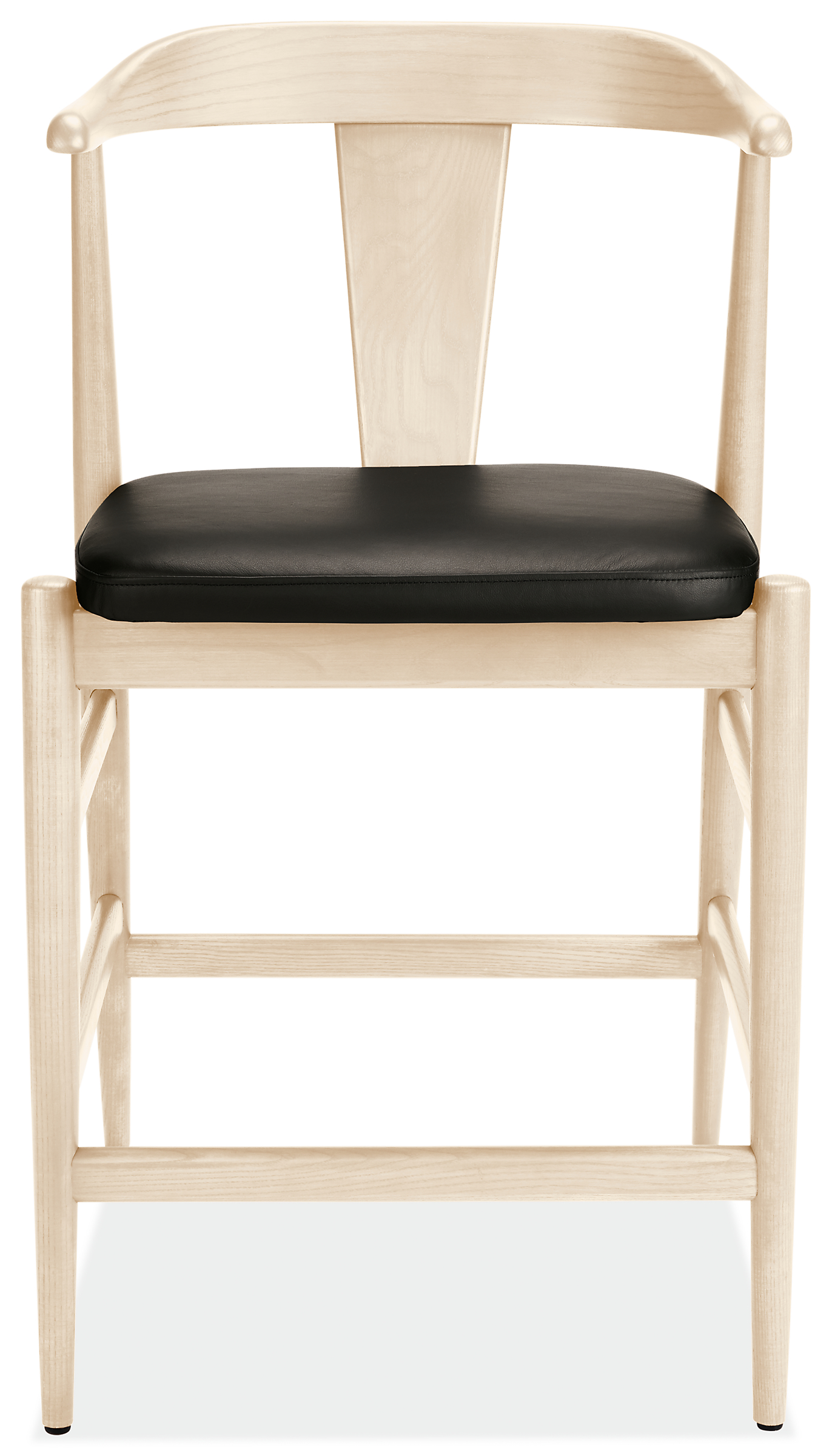 Front view of Evan Counter Stool in  Sand and Pesaro Black Leather.