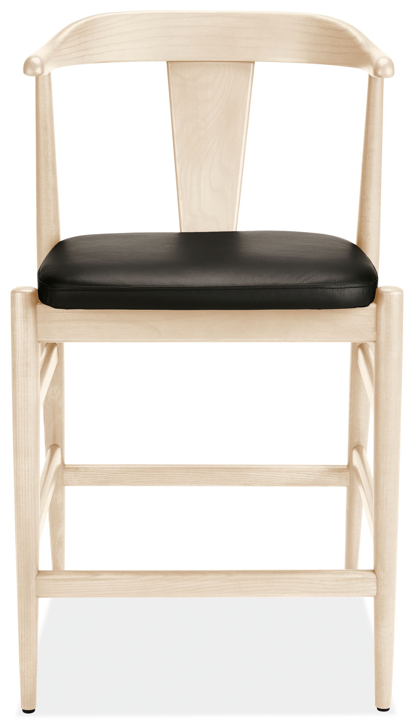 Front view of Evan Counter Stool in  Sand and Pesaro Black Leather.