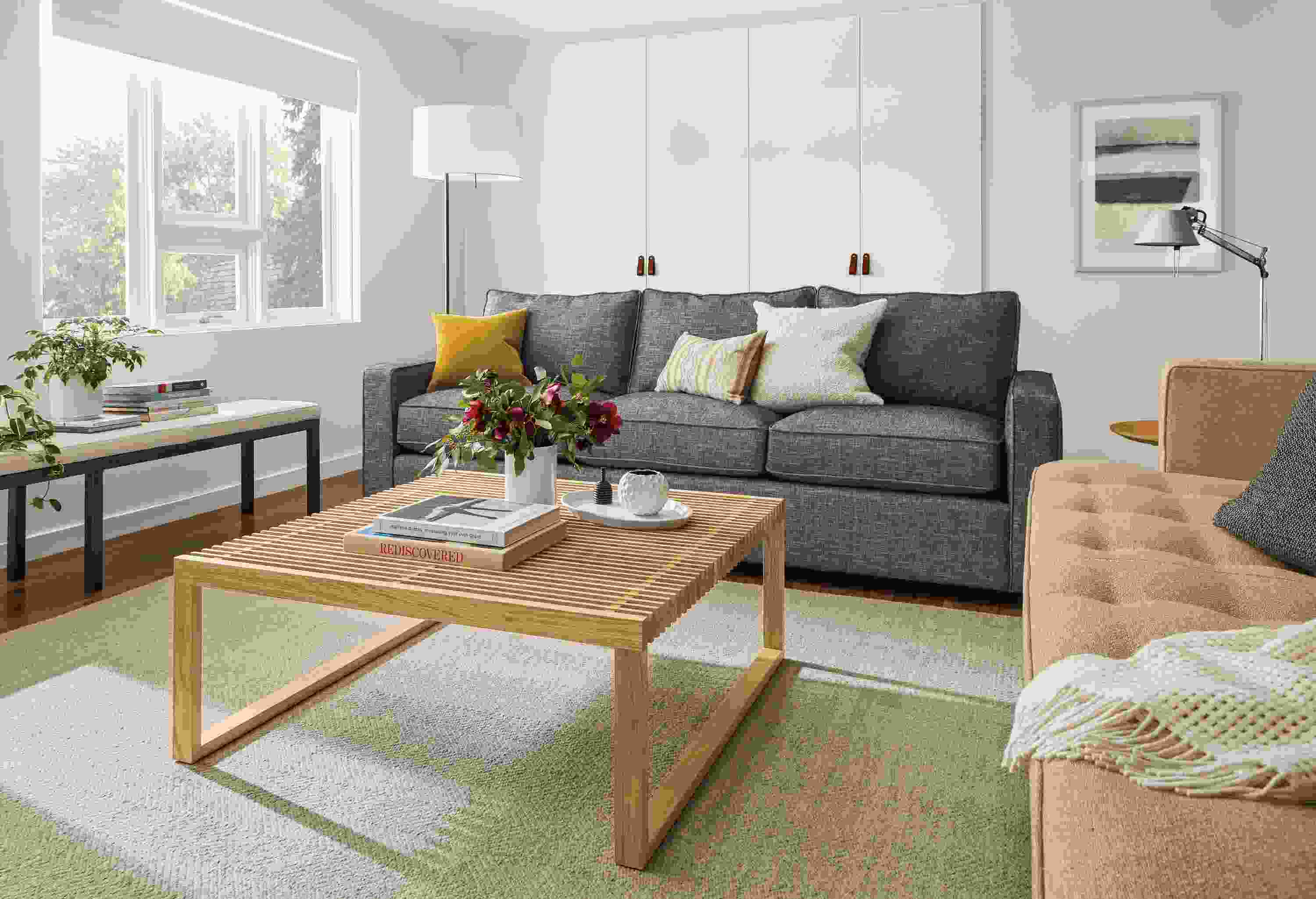 Detail of Ewing slatted coffee table.