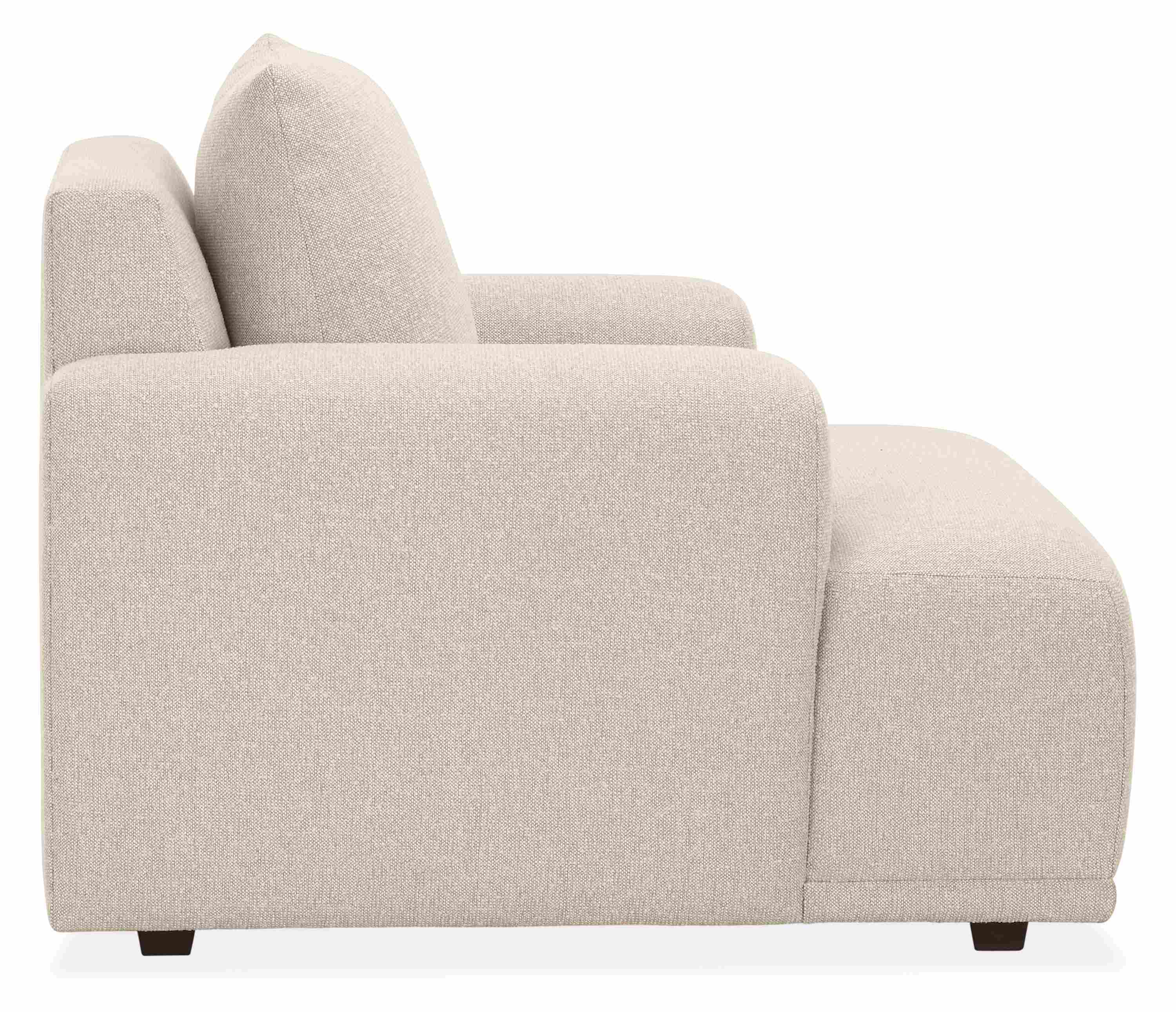 Side view of Fia Chair in Conley Natural Fabric.