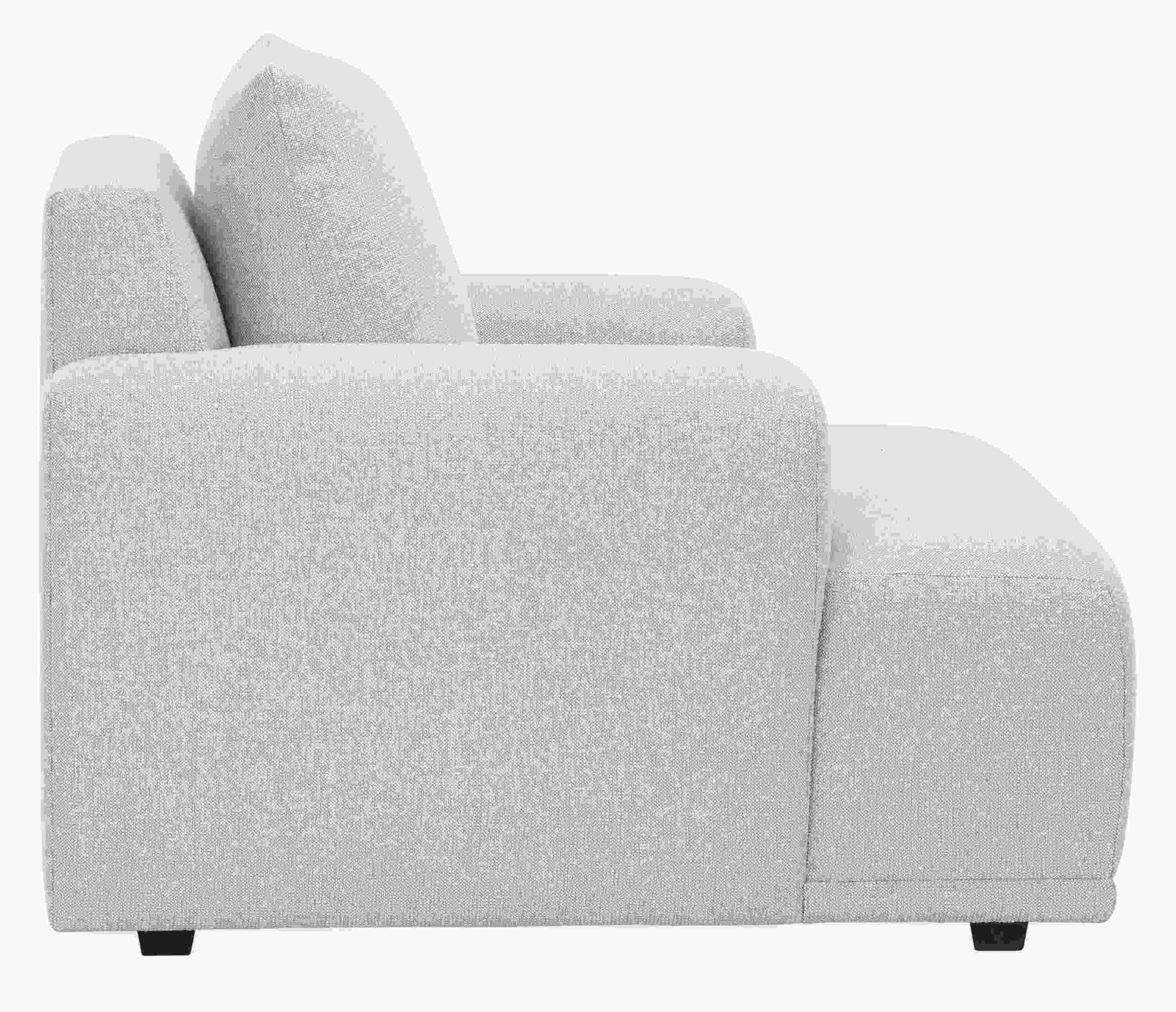 Side view of Fia Chair in Conley Natural Fabric.