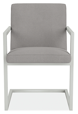 Front view of Finn Arm Chair in Pelham Fabric.