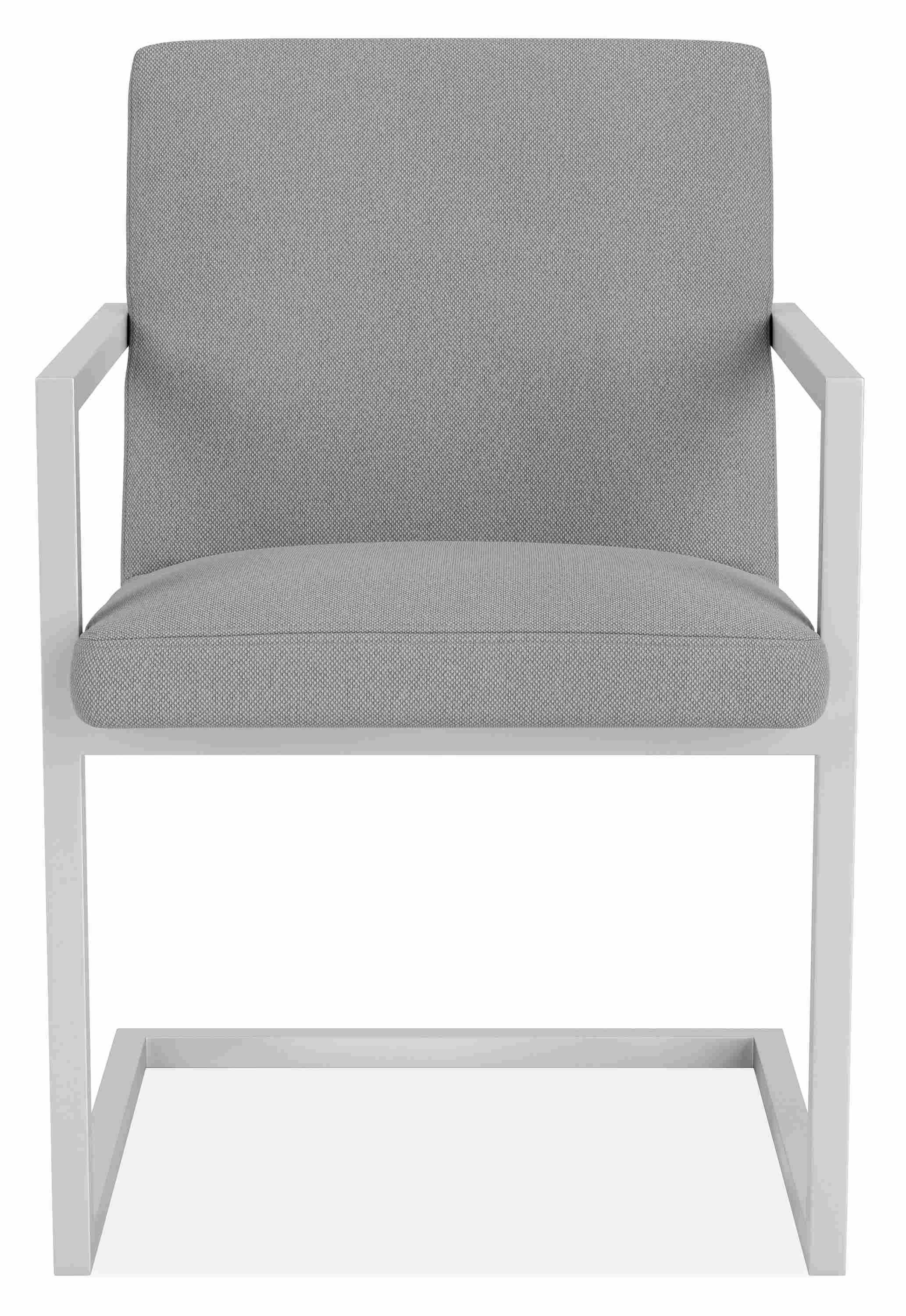 Front view of Finn Arm Chair in Pelham Fabric.