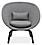 Front view of Flet Lounge Chair with Grey Cushions.