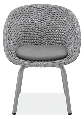 Front view of Flet Side Chair with Grey Cushions and Grey Base.