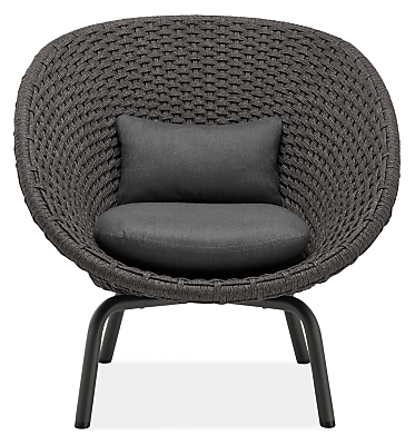Front view of Flet Lounge Chair with Slate Cushions.