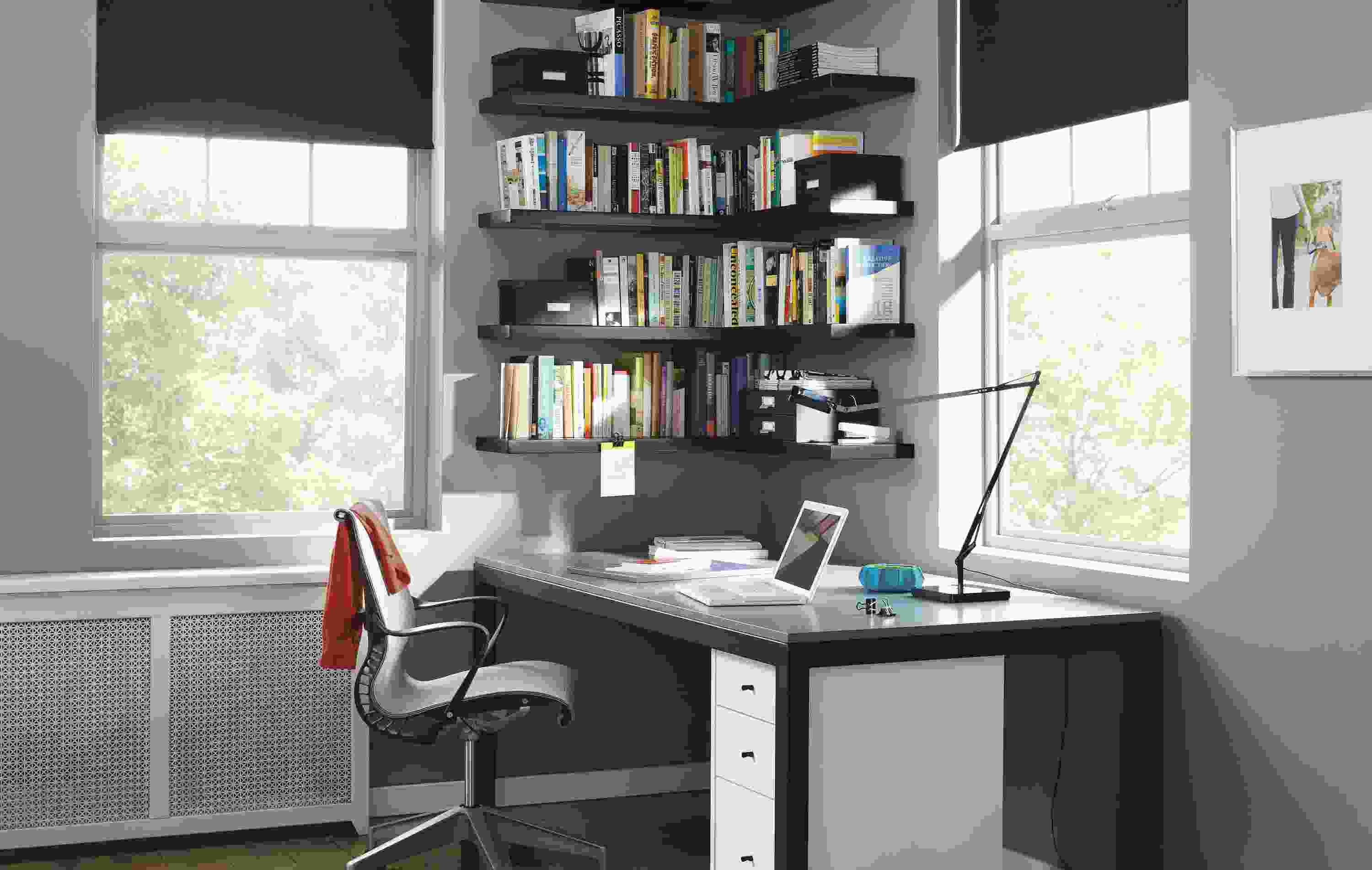 Detail of Float desk in corner office.