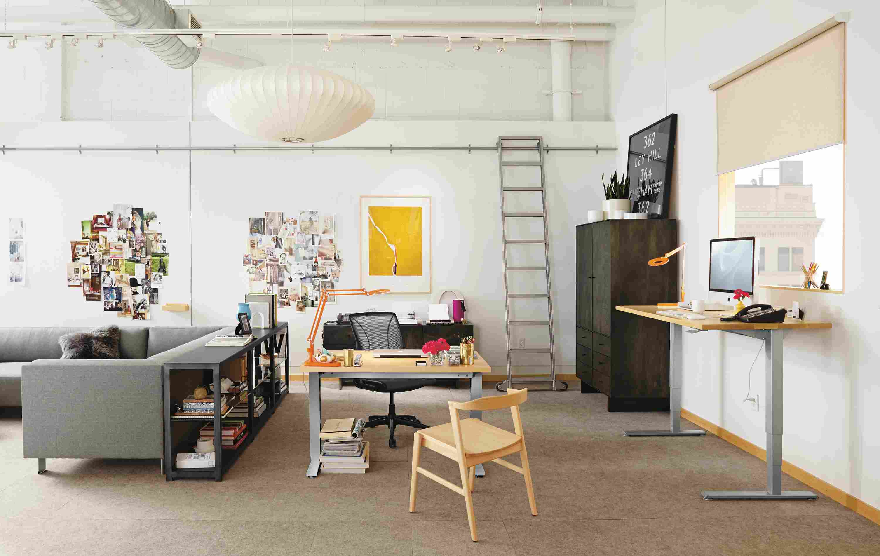 Detail of Float desk in large modern office.