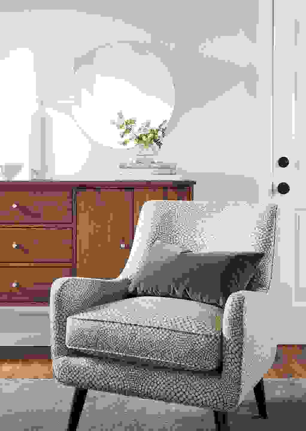 Side detail of Focus mirror in living room.