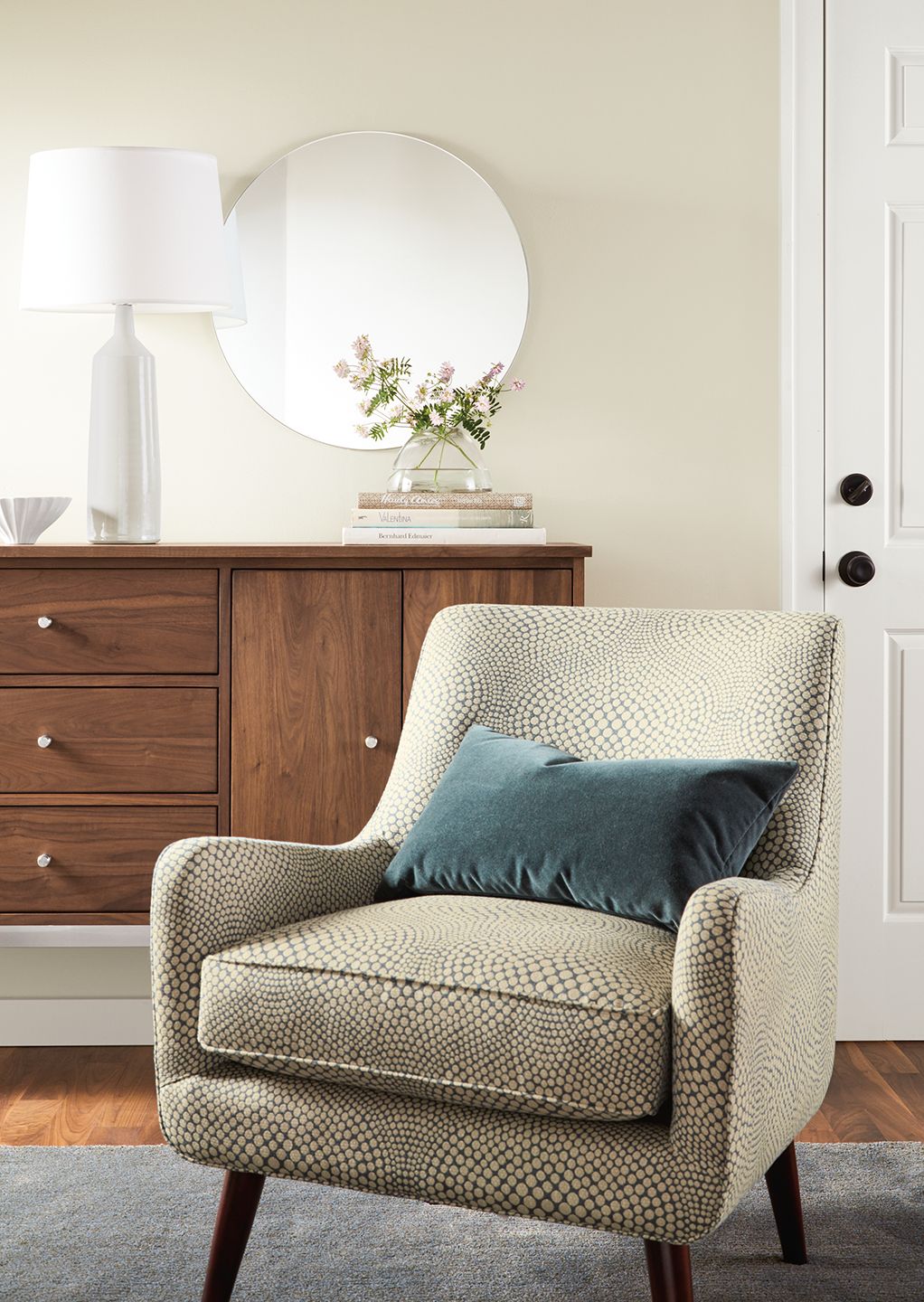 Side detail of Focus mirror in living room.