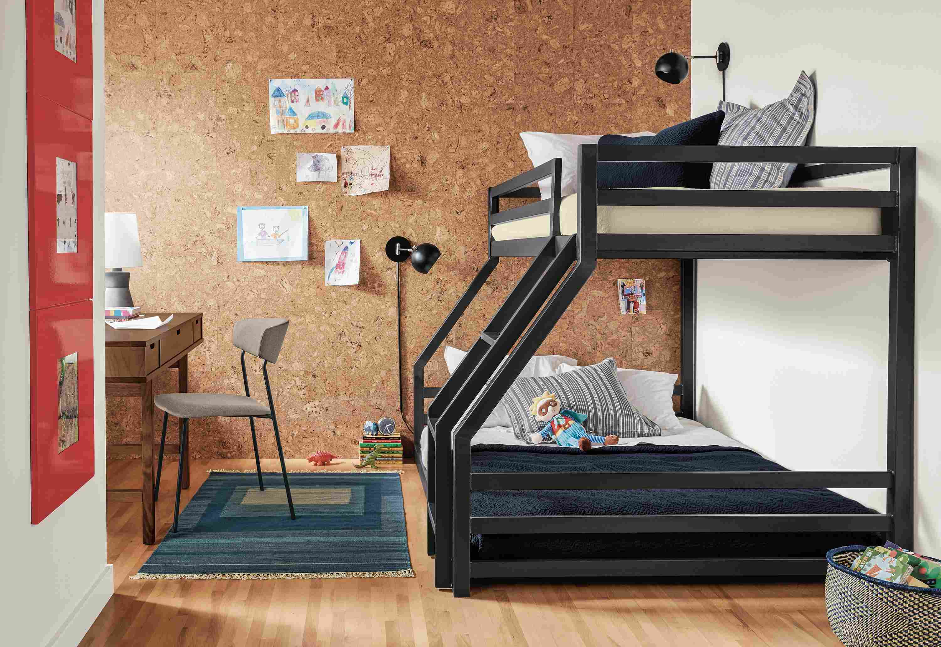 Detail of Fort twin over full bunk bed.
