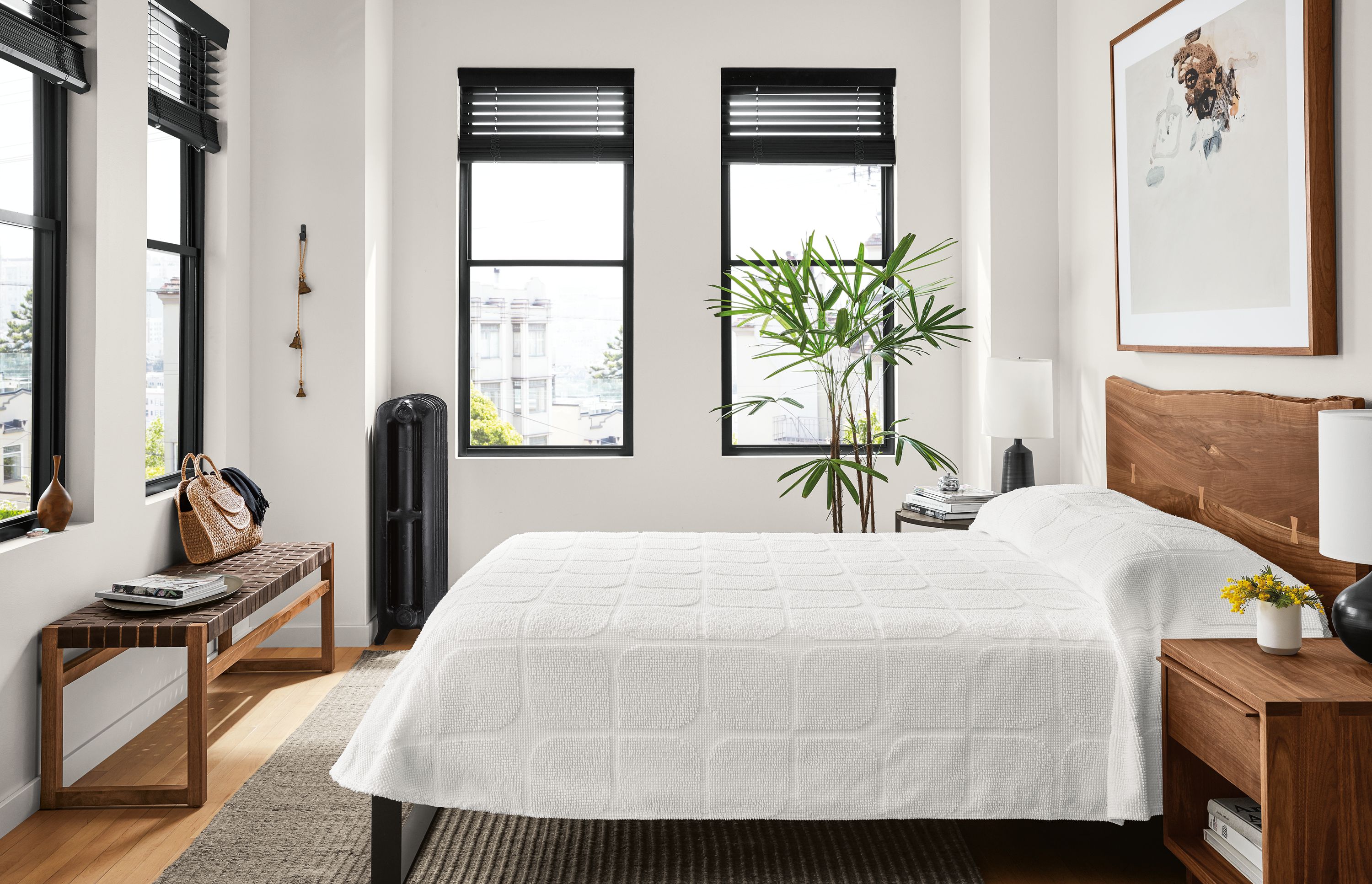 Detail of Freda coverlet in white.