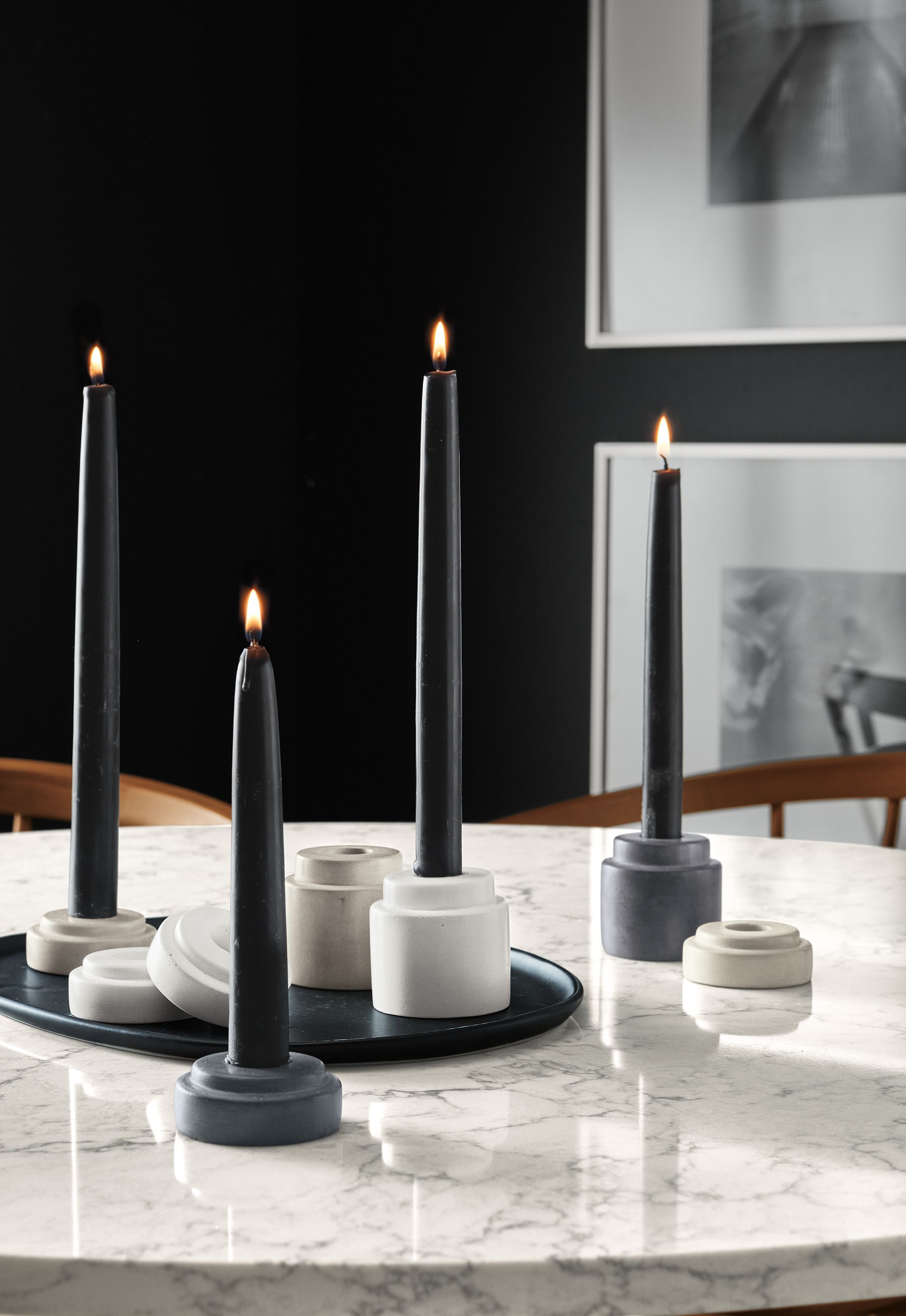 Glint taper candles in black
