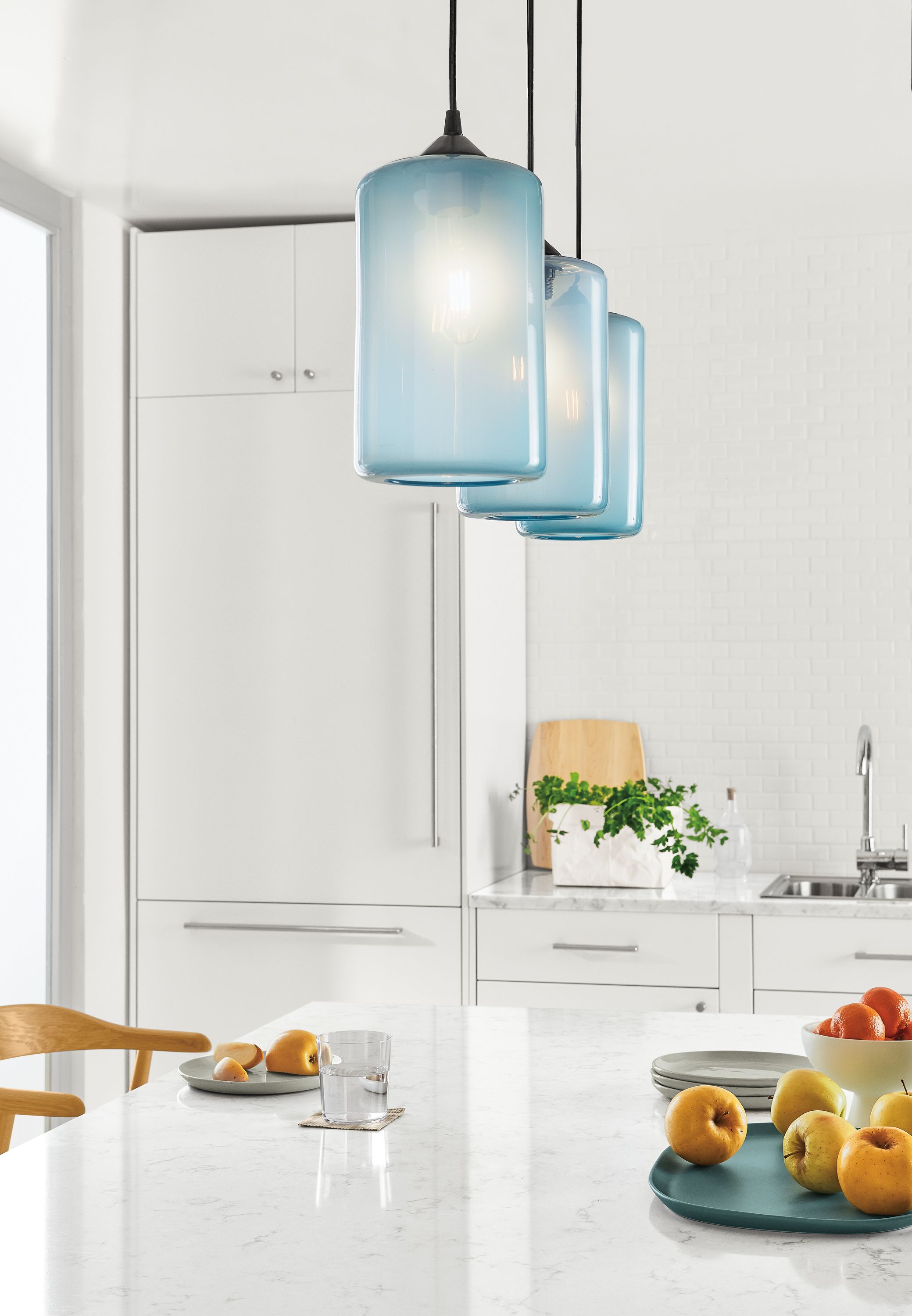 Set of three cylinder in cloud blue
