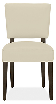 Front view of Georgia Side Chair in Urbino Ivory with Charcoal Legs.