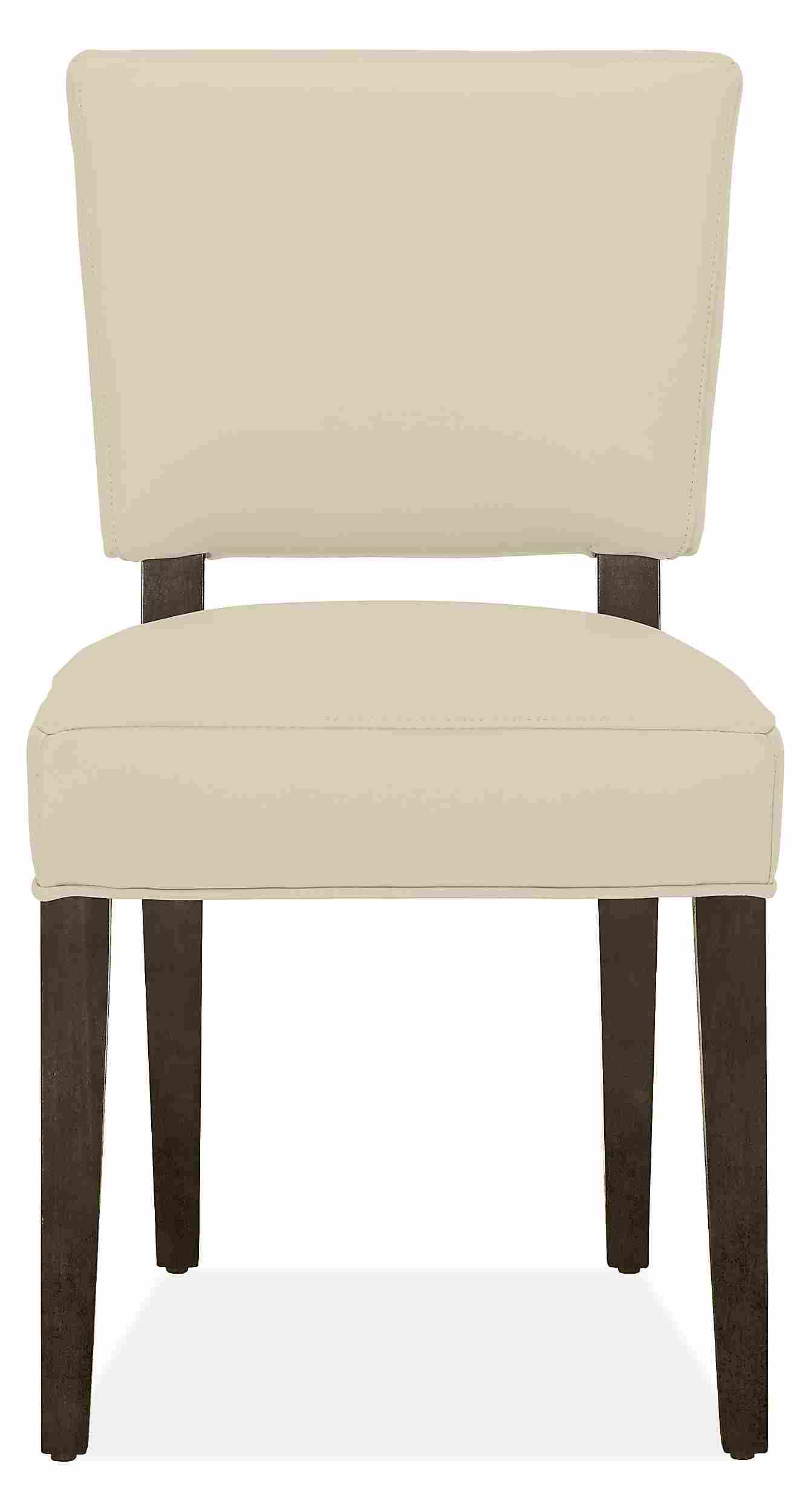 Front view of Georgia Side Chair in Urbino Ivory with Charcoal Legs.