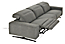 Detail of Gio 3 piece sofa with power in fabric shown in mid recline position with headrest lowered position.