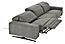 Detail of Gio 3 piece sofa with power in fabric shown in full recline position with headrest lowered position.