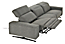 Detail of Gio 3 piece sofa with power in fabric shown in mid recline position with headrest in raised position.