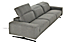 Detail of Gio 3 piece sofa with power in fabric showing headrest in raised position.