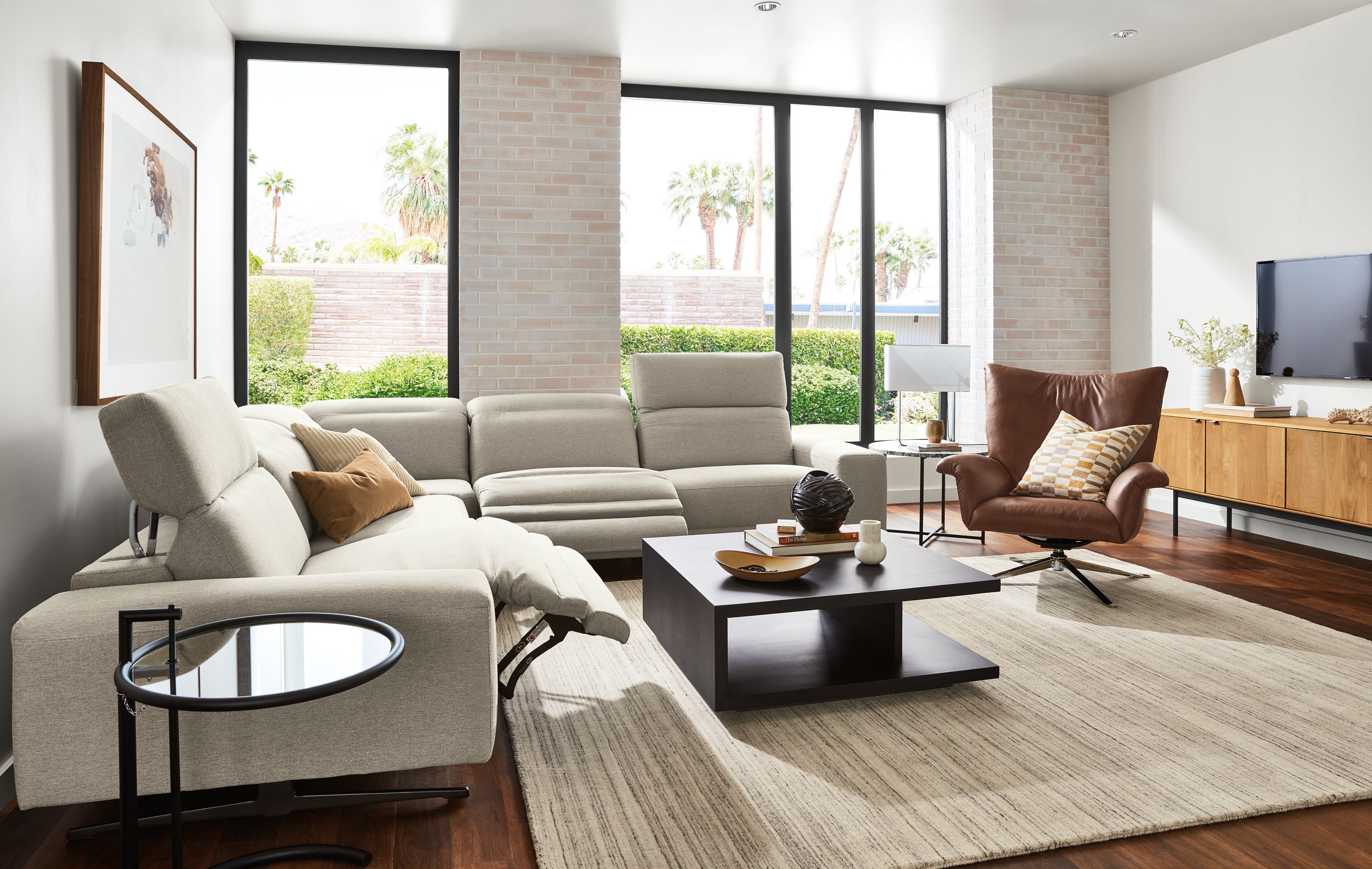 Living room deals sectional with recliner