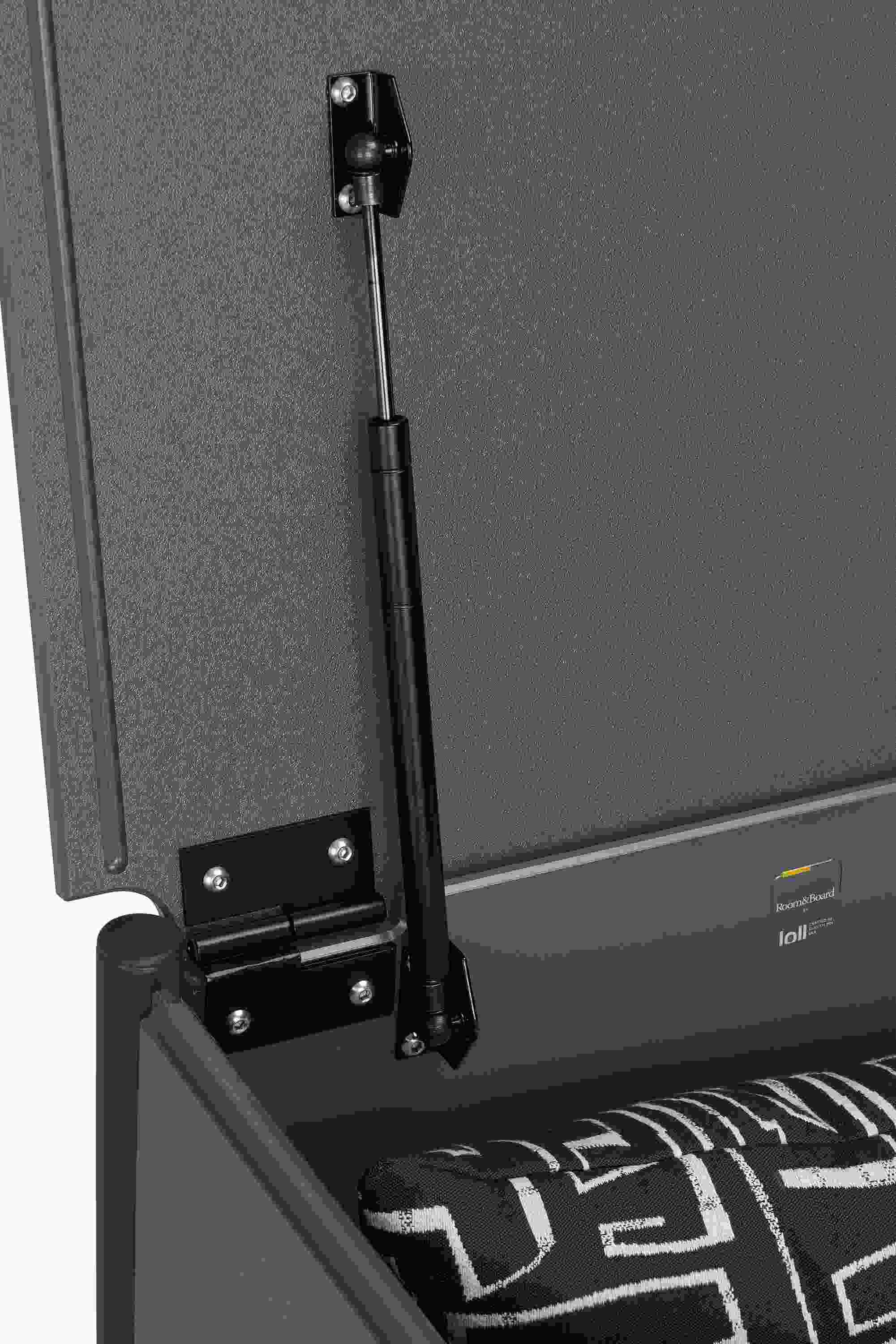 Detail of hinge in granger outdoor storage box.
