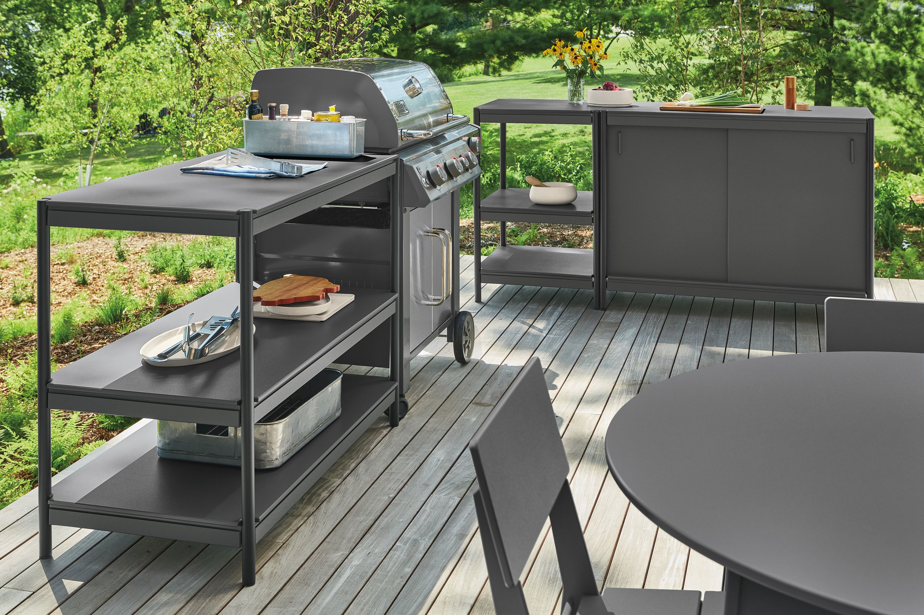 Granger Island and Storage Cabinet in Grey - Outdoor Dining Ideas ...