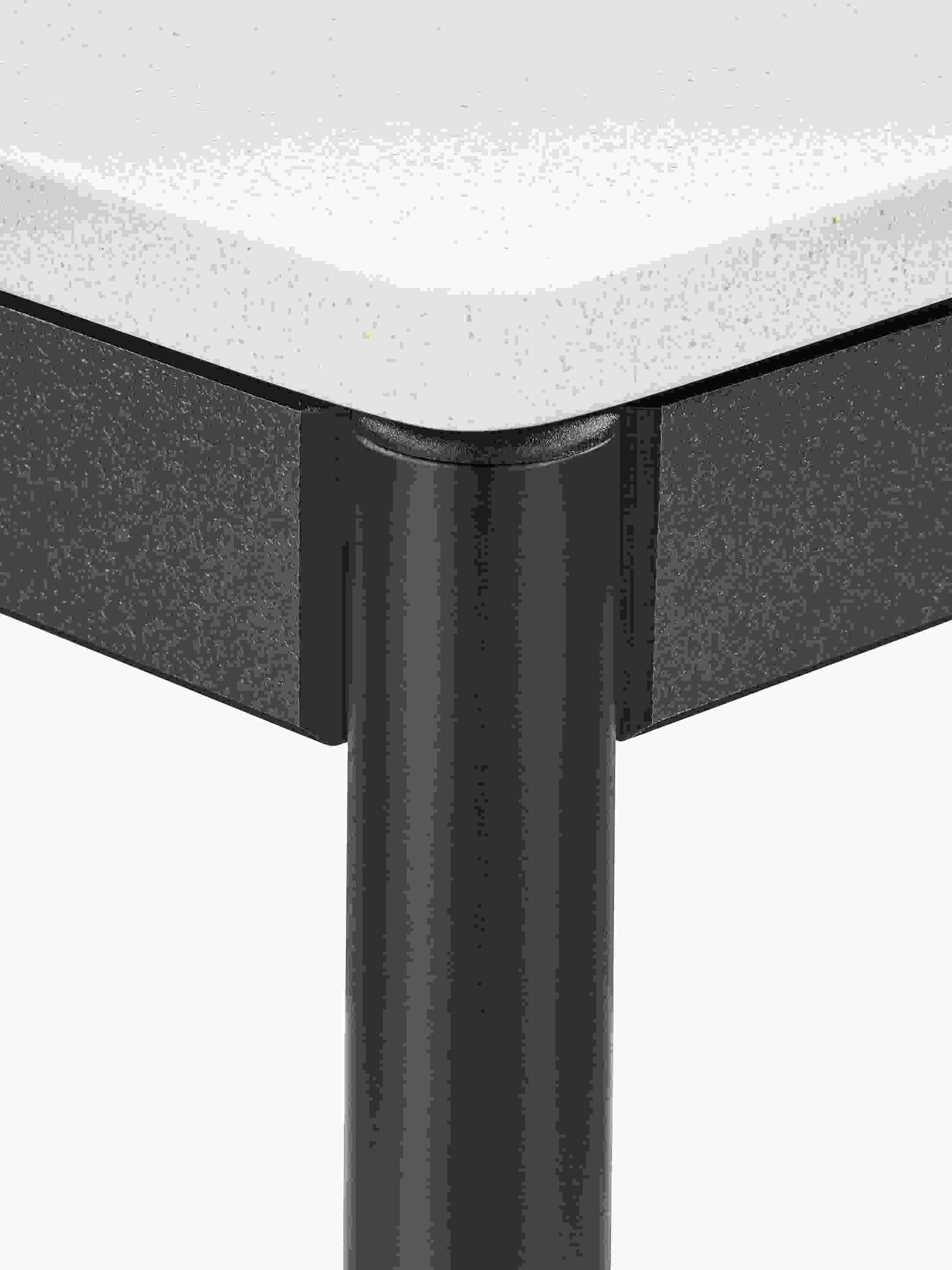 corner detail of HDPE Granger 26-wide Outdoor Kitchen Island with Stone Top.
