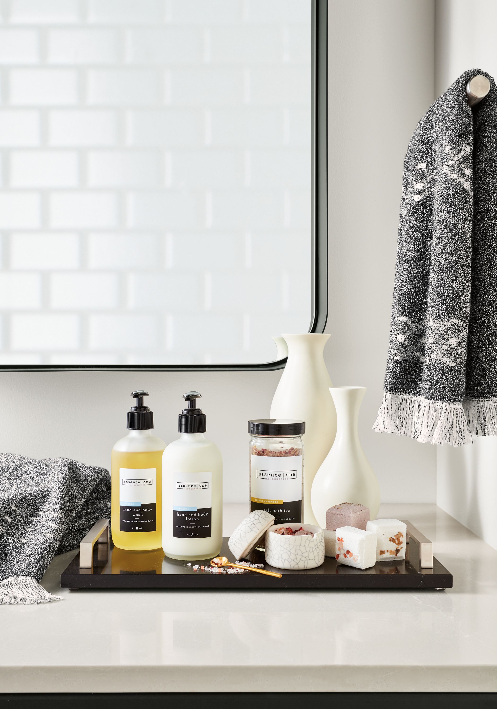 Path Towels in Charcoal