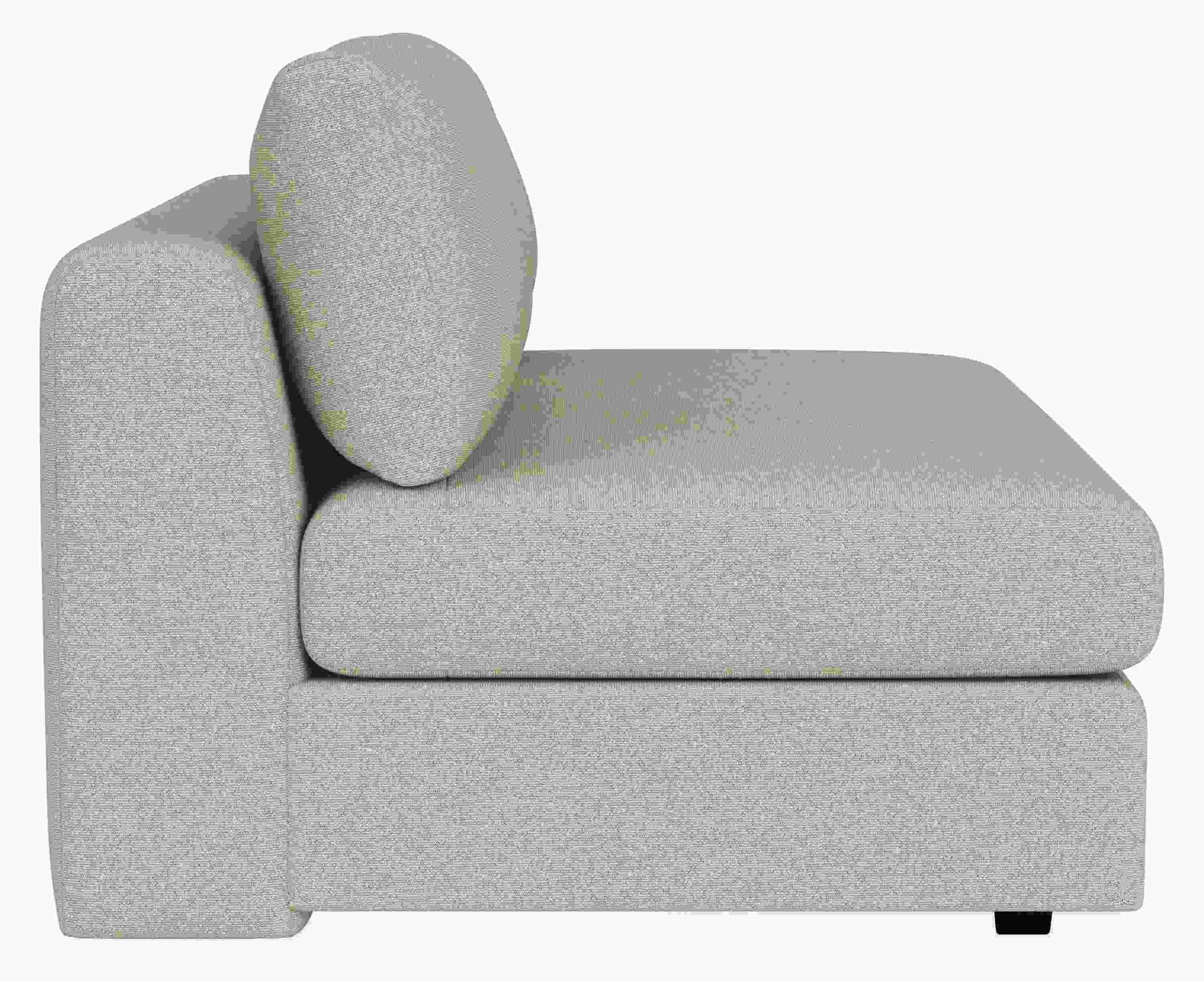 Side view of Hannah 62 Armless Loveseat in Declan Natural Fabric.